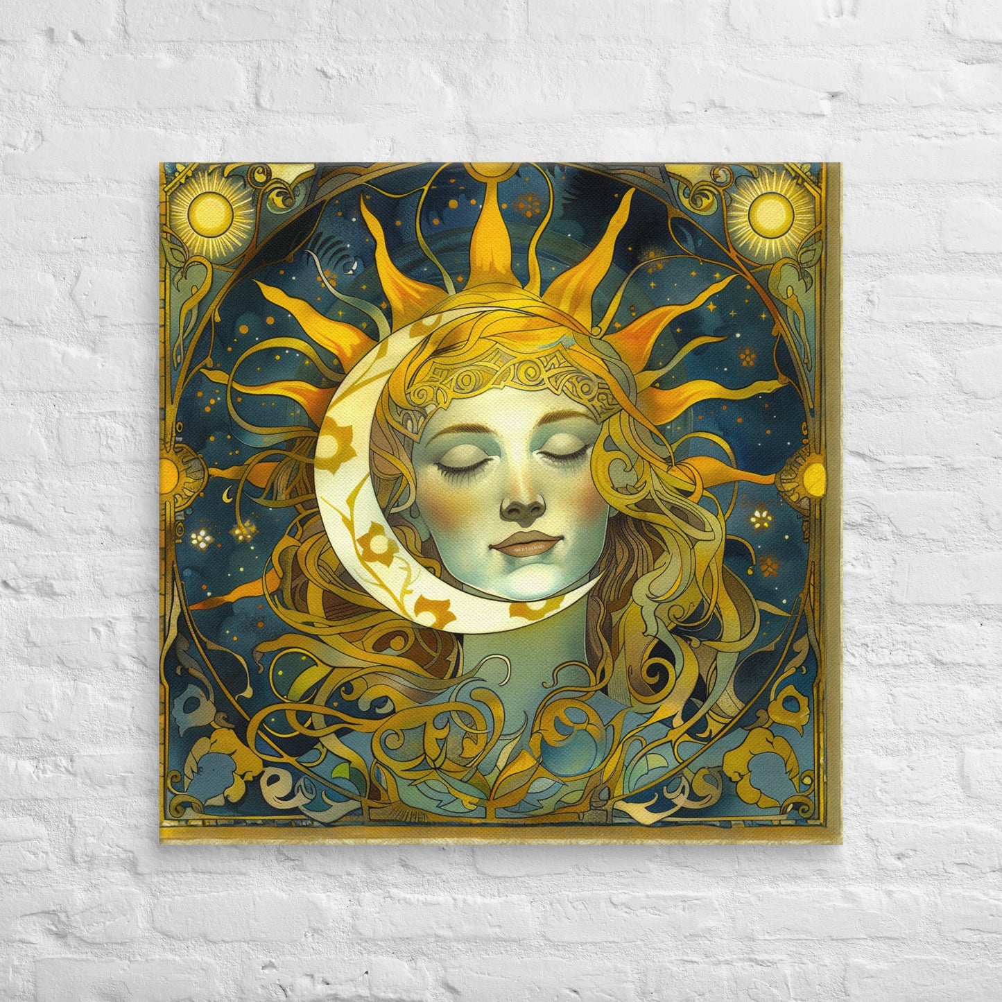 Cosmic Harmony: Sun and Moon Balance - Canvas Print - BBairt