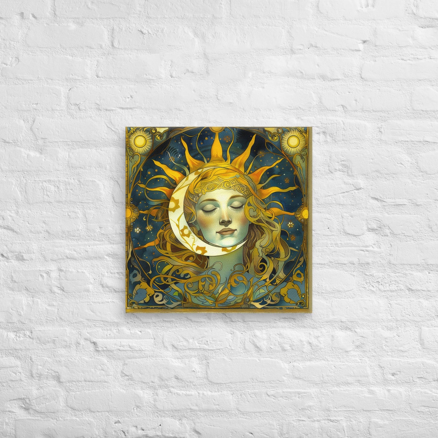 Cosmic Harmony: Sun and Moon Balance - Canvas Print - BBairt