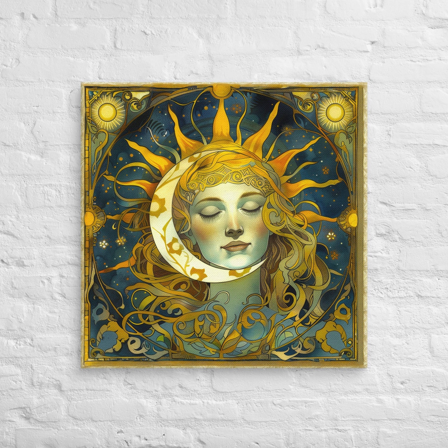 Cosmic Harmony: Sun and Moon Balance - Canvas Print - BBairt