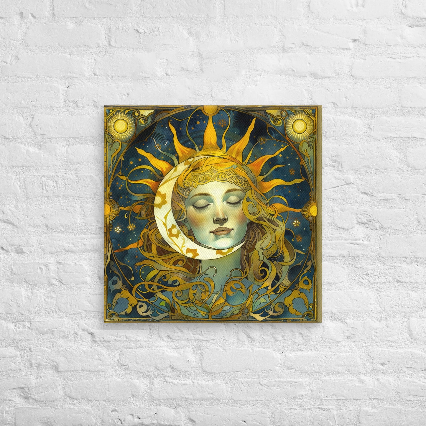 Cosmic Harmony: Sun and Moon Balance - Canvas Print - BBairt