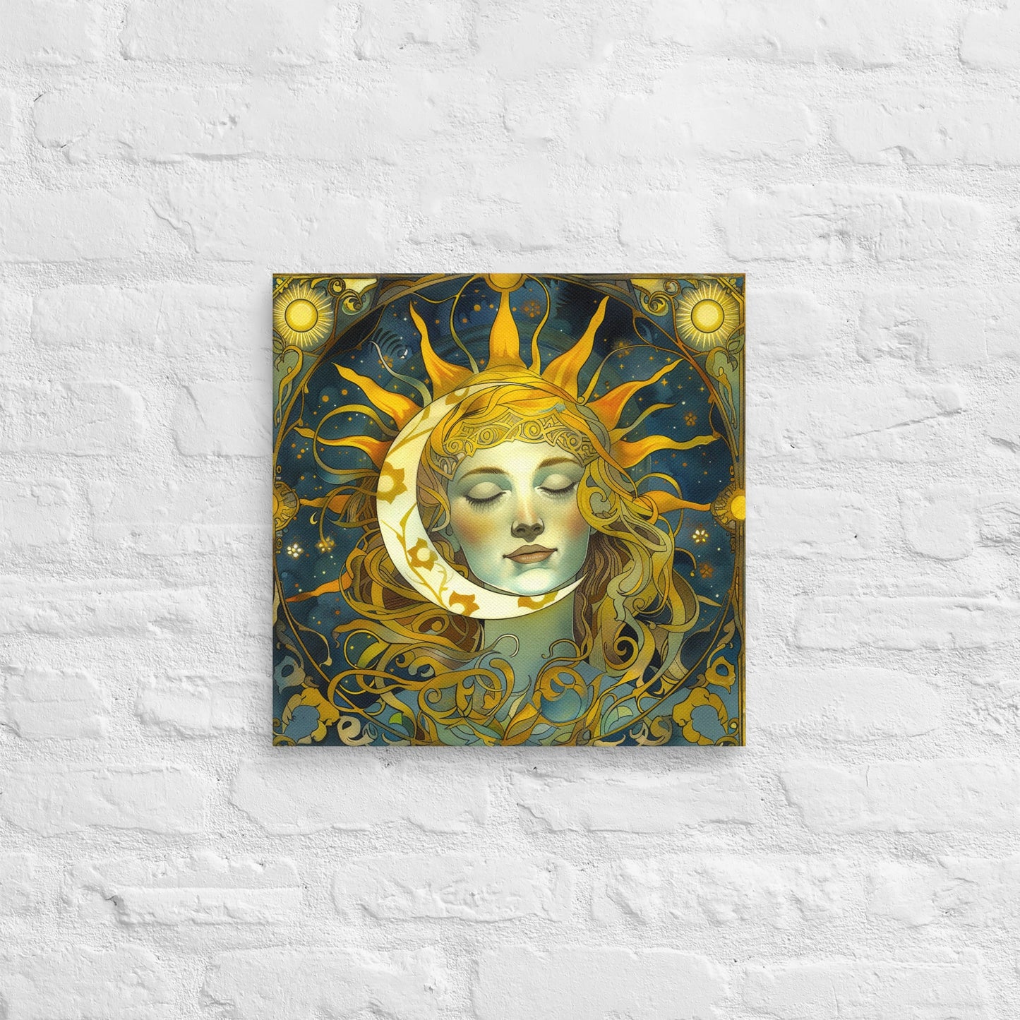 Cosmic Harmony: Sun and Moon Balance - Canvas Print - BBairt