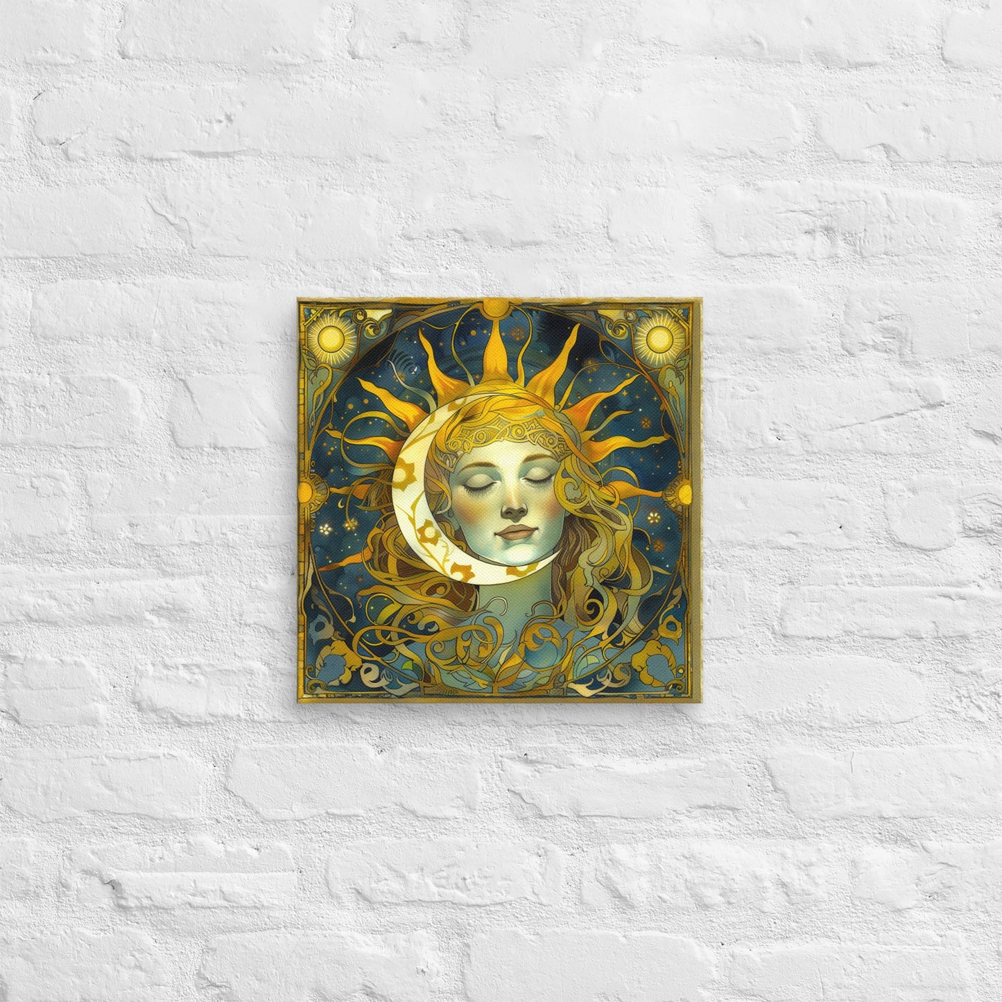 Cosmic Harmony: Sun and Moon Balance - Canvas Print - BBairt