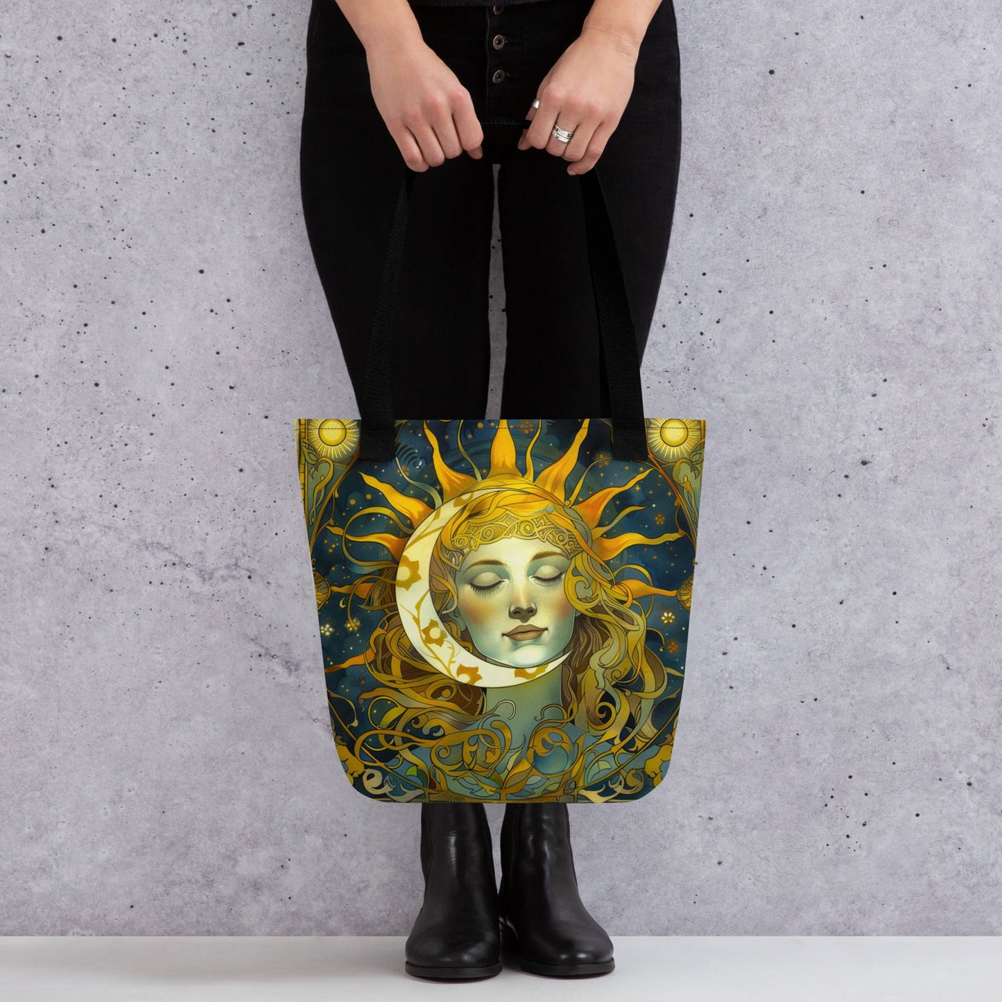Cosmic Harmony: Sun and Moon Balance - Eco Tote Bag - BBairt