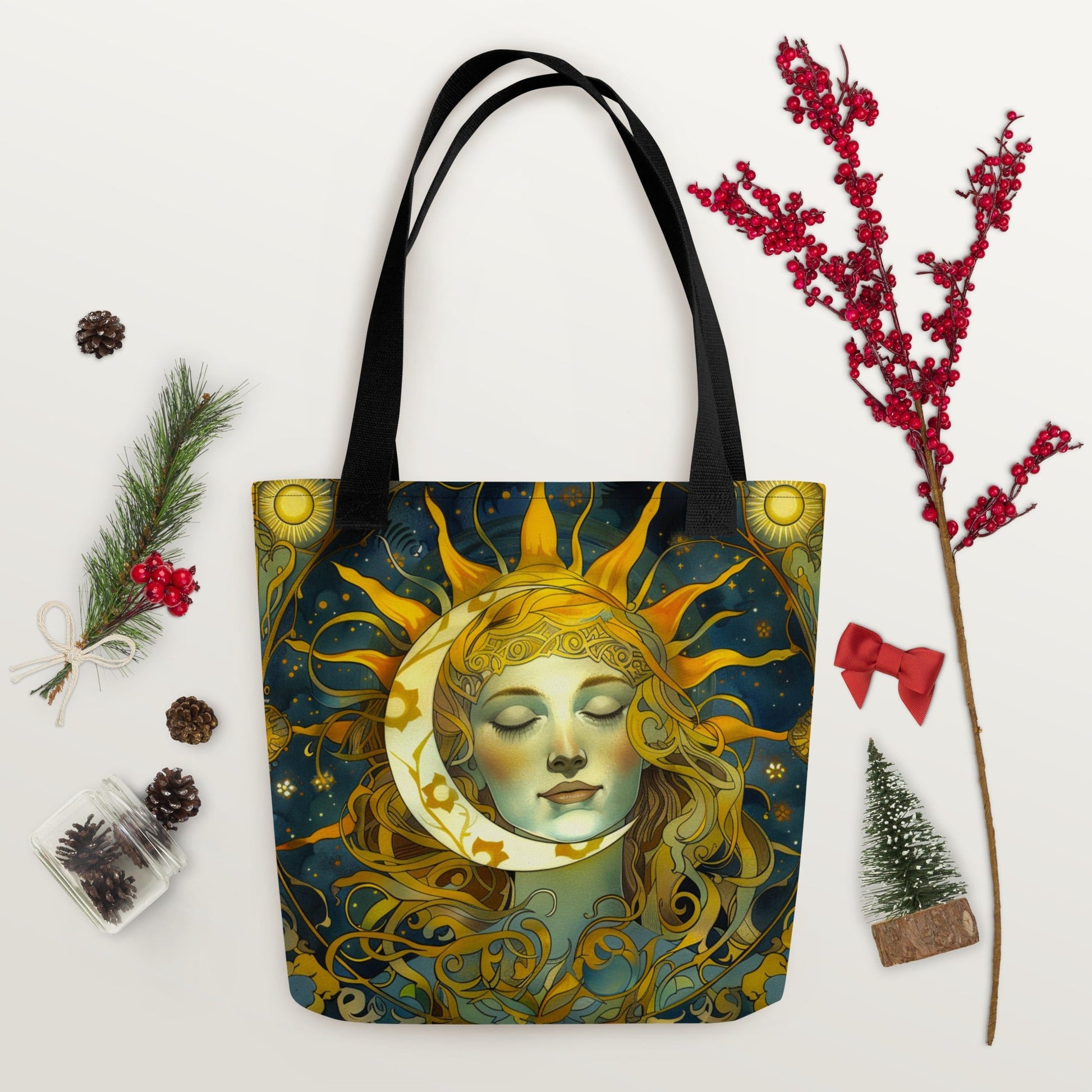 Cosmic Harmony: Sun and Moon Balance - Eco Tote Bag - BBairt