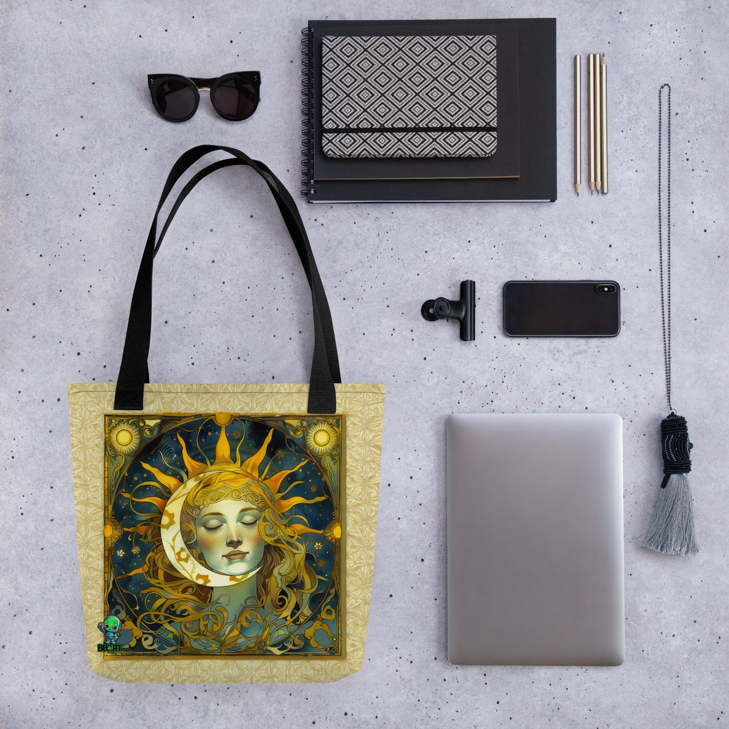 Cosmic Harmony: Sun and Moon Balance - Eco Tote Bag - BBairt