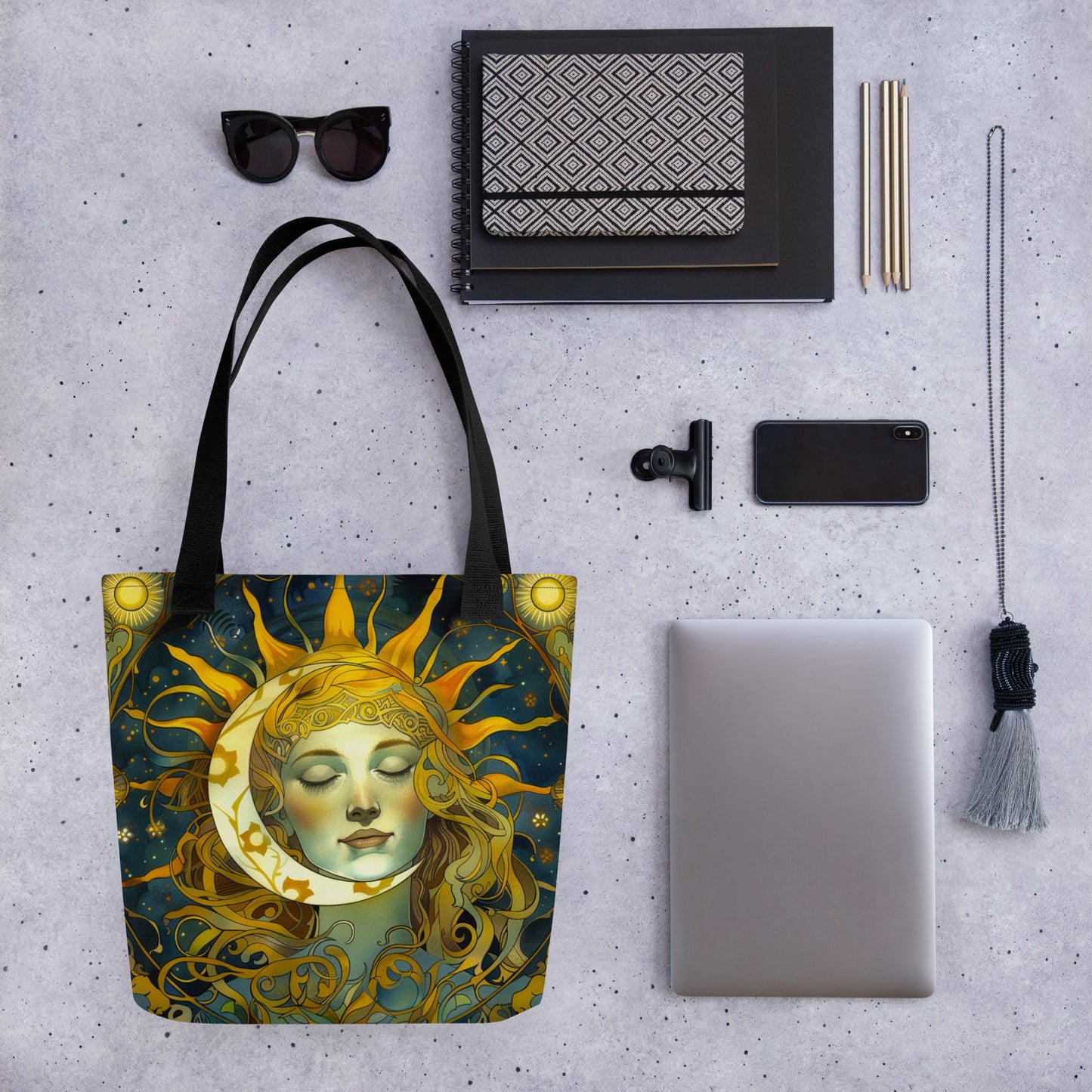 Cosmic Harmony: Sun and Moon Balance - Eco Tote Bag - BBairt