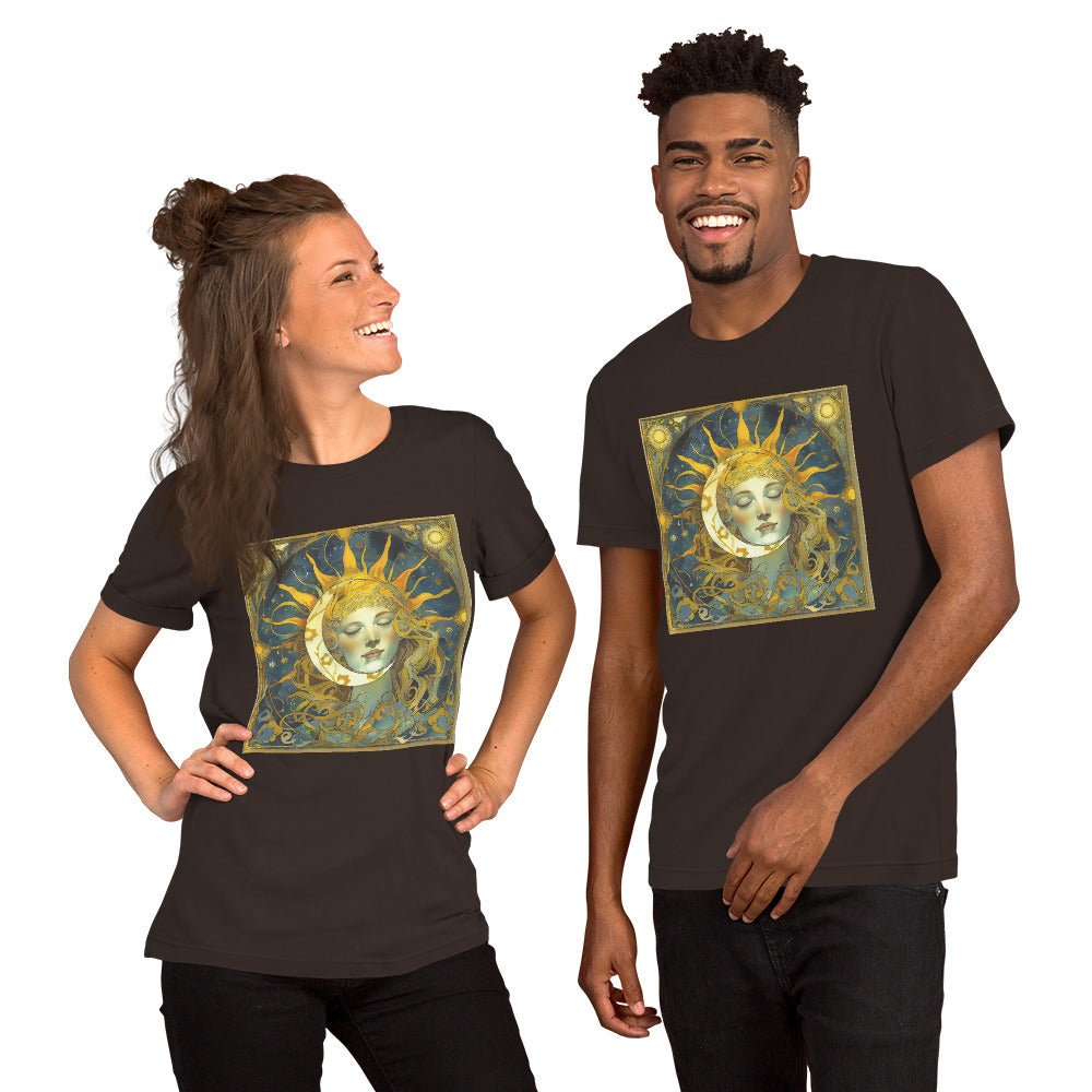 Cosmic Harmony: Sun and Moon Balance - Unisex T-Shirt - BBairt