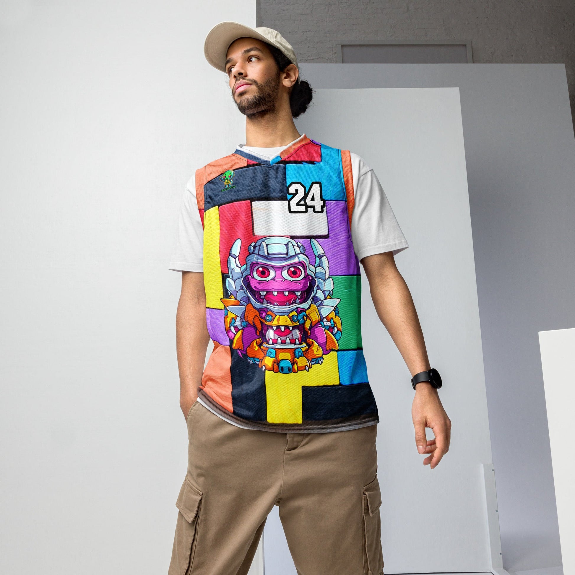 Cyber Critter - Recycled unisex basketball jersey - Block Fusion Colorway - BBairt