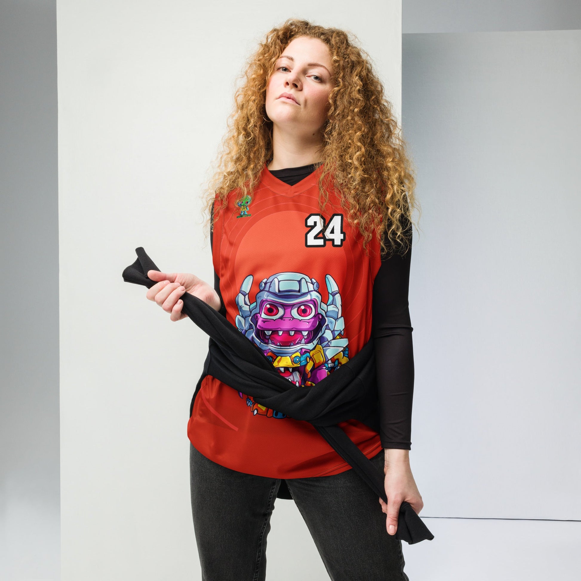 Cyber Critter - Recycled unisex basketball jersey - Crimson Vortex Colorway - BBairt