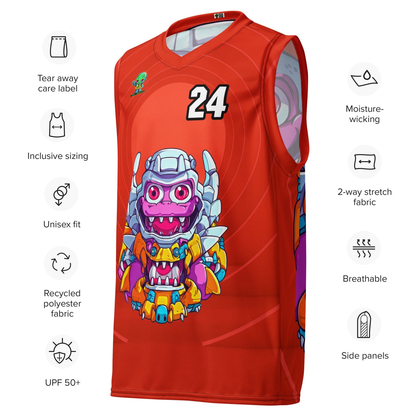 Cyber Critter - Recycled unisex basketball jersey - Crimson Vortex Colorway - BBairt