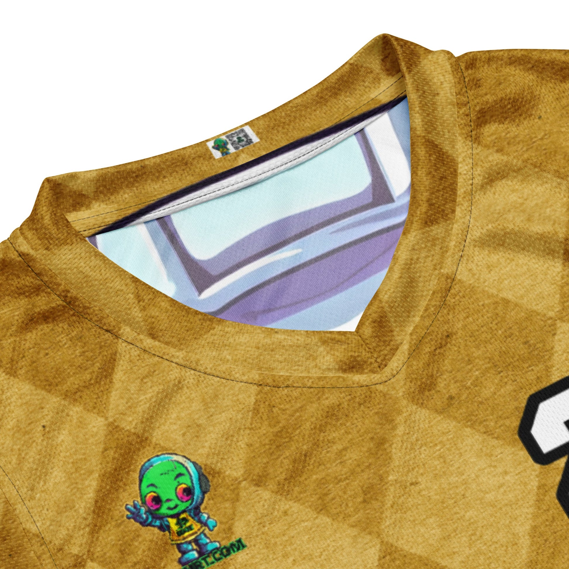 Cyber Critter - Recycled unisex basketball jersey - Golden Argyle Colorway - BBairt