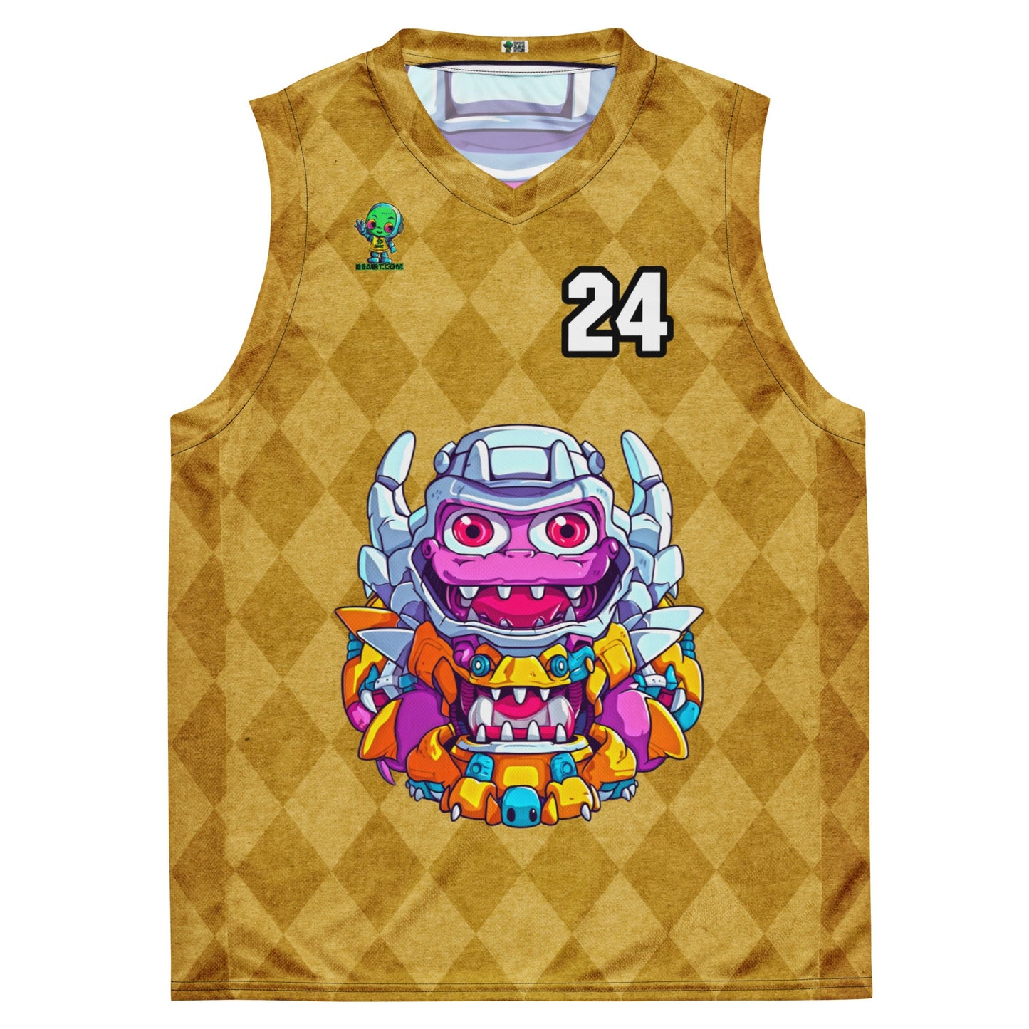 Cyber Critter - Recycled unisex basketball jersey - Golden Argyle Colorway - BBairt