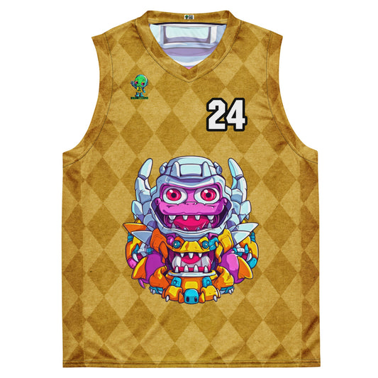 Cyber Critter - Recycled unisex basketball jersey - Golden Argyle Colorway - BBairt