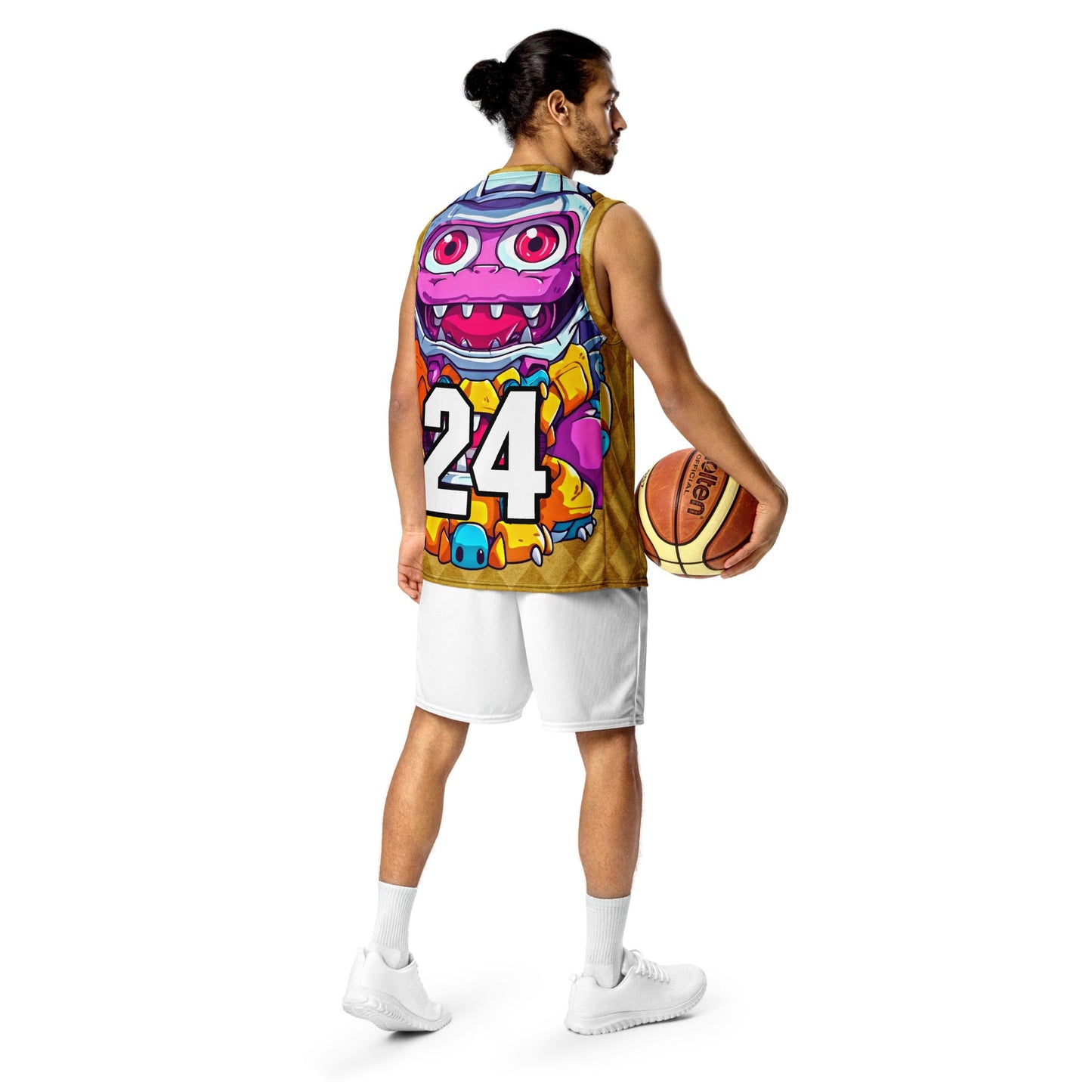 Cyber Critter - Recycled unisex basketball jersey - Golden Argyle Colorway - BBairt