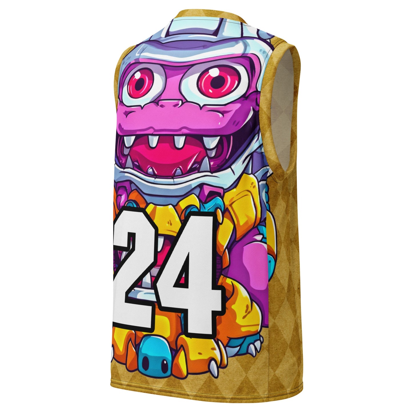Cyber Critter - Recycled unisex basketball jersey - Golden Argyle Colorway - BBairt