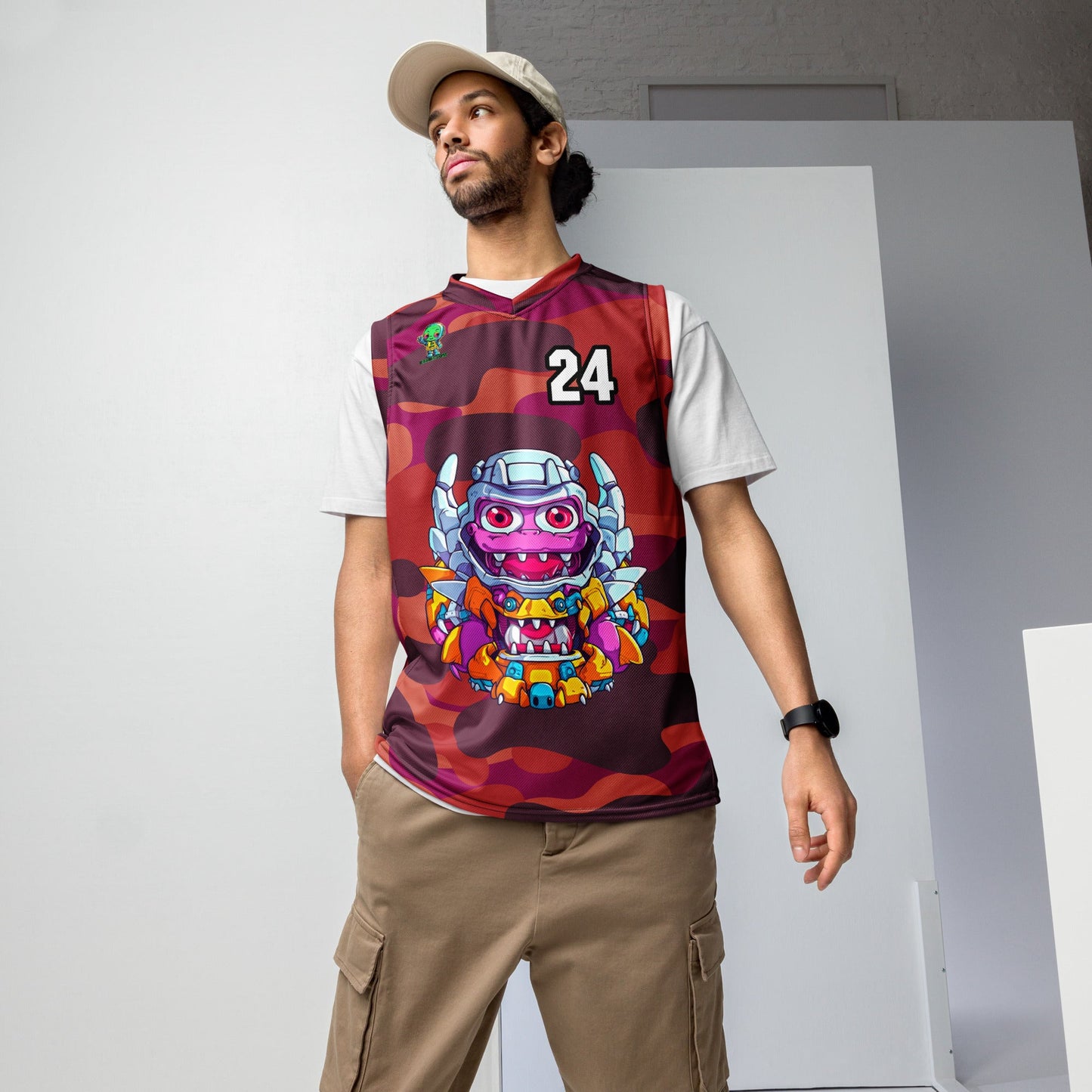 Cyber Critter - Recycled unisex basketball jersey - Inferno Camo Colorway - BBairt