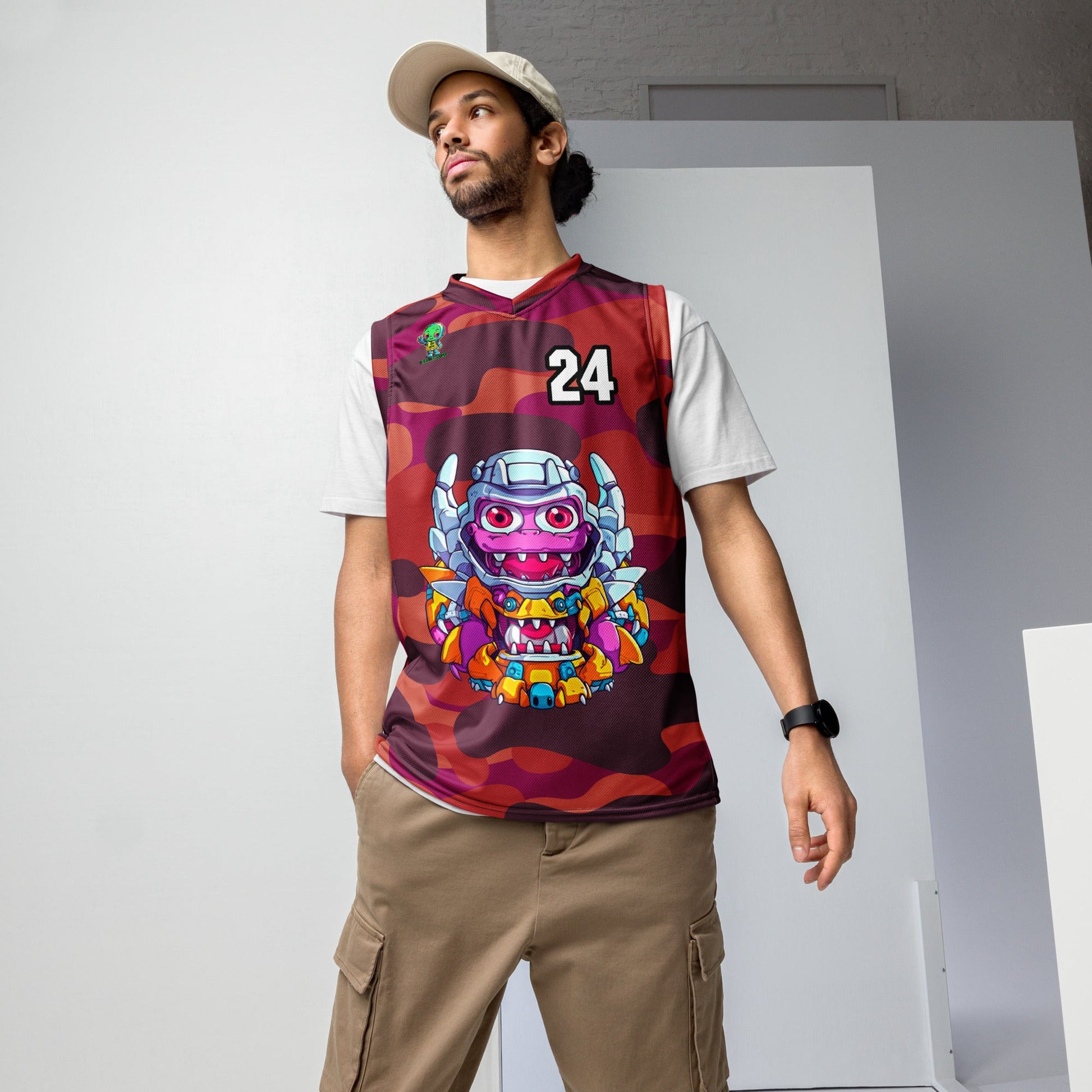 Cyber Critter - Recycled unisex basketball jersey - Inferno Camo Colorway - BBairt