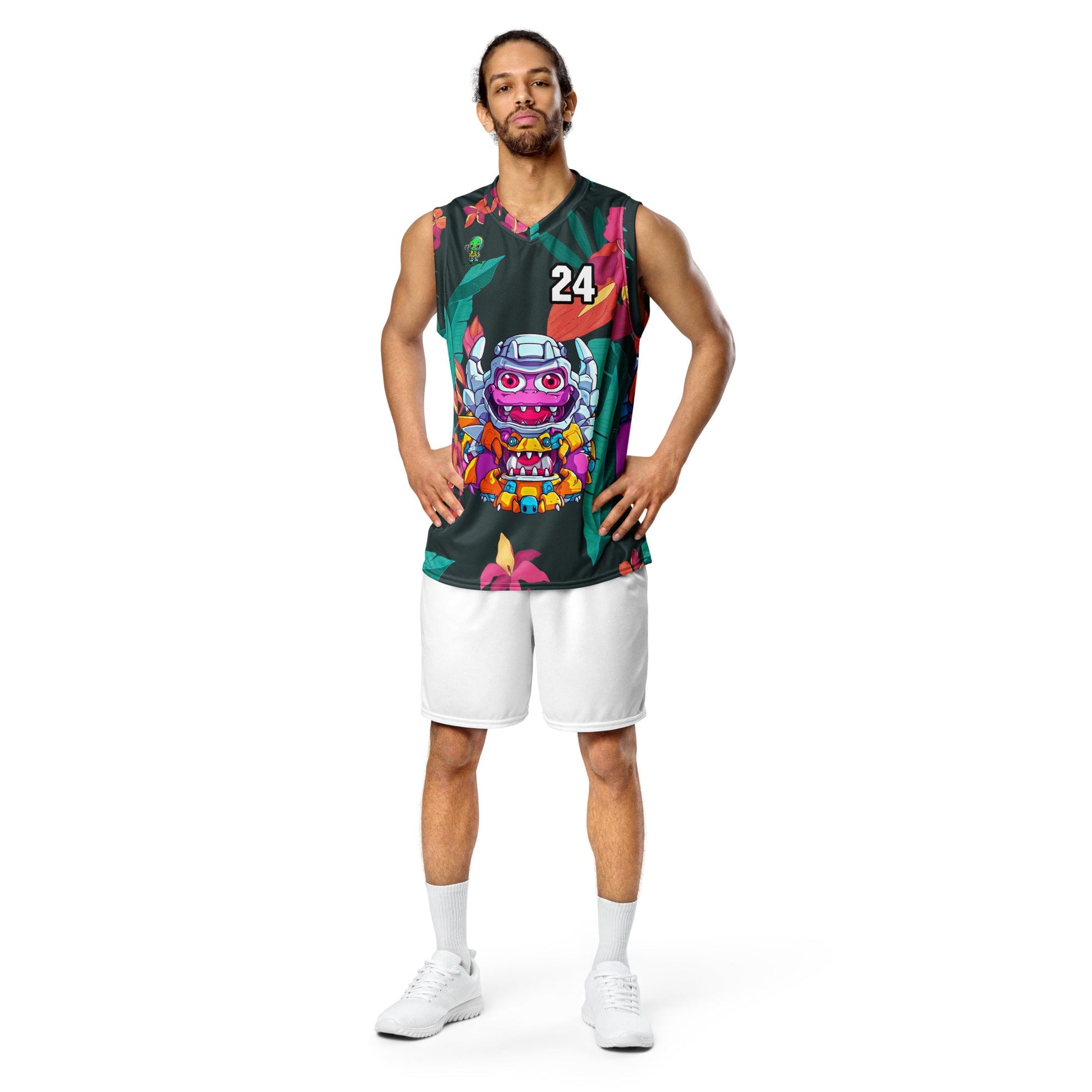 Cyber Critter - Recycled unisex basketball jersey - Midnight Jungle Colorway - BBairt