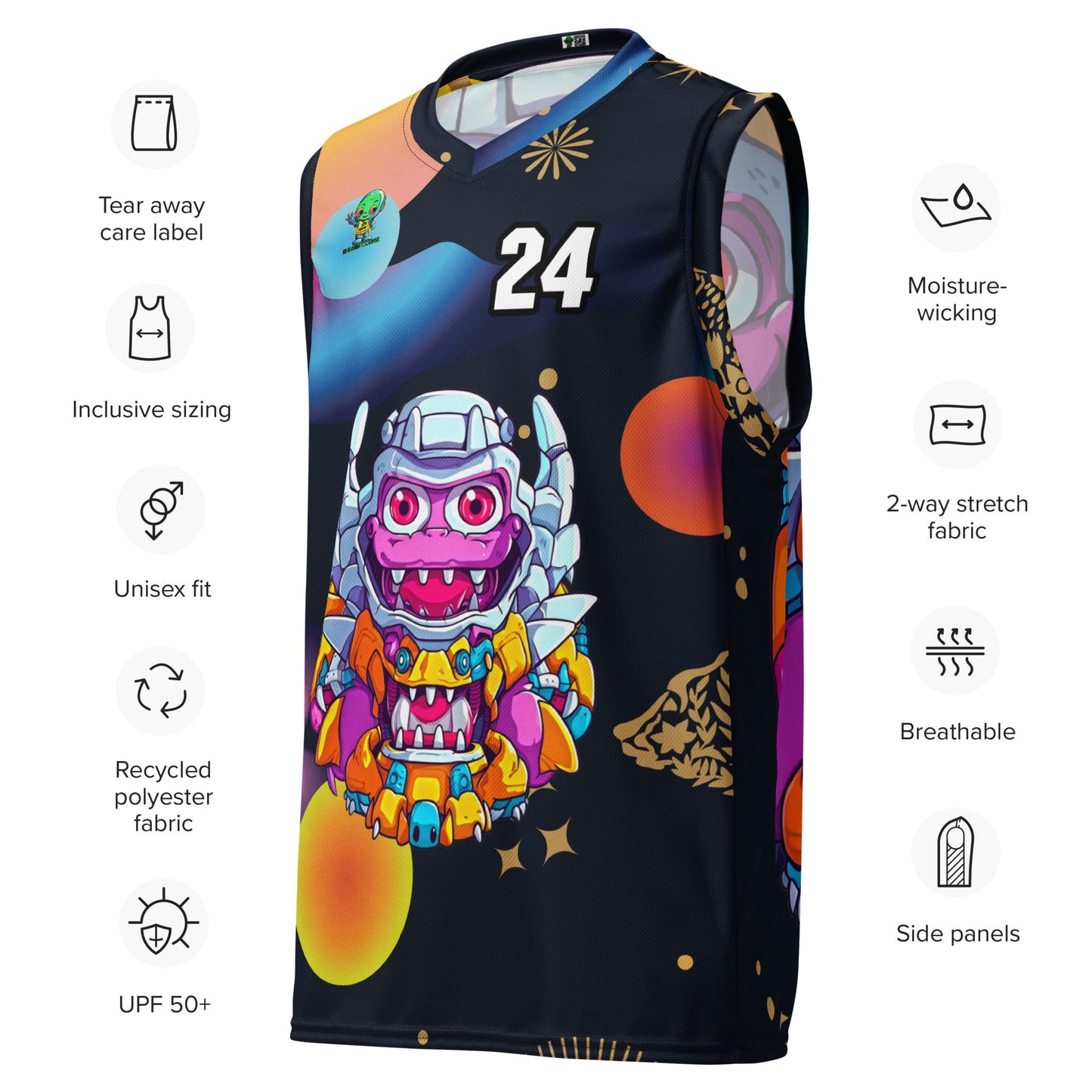 Cyber Critter - Recycled unisex basketball jersey - Nebula Night Colorway - BBairt