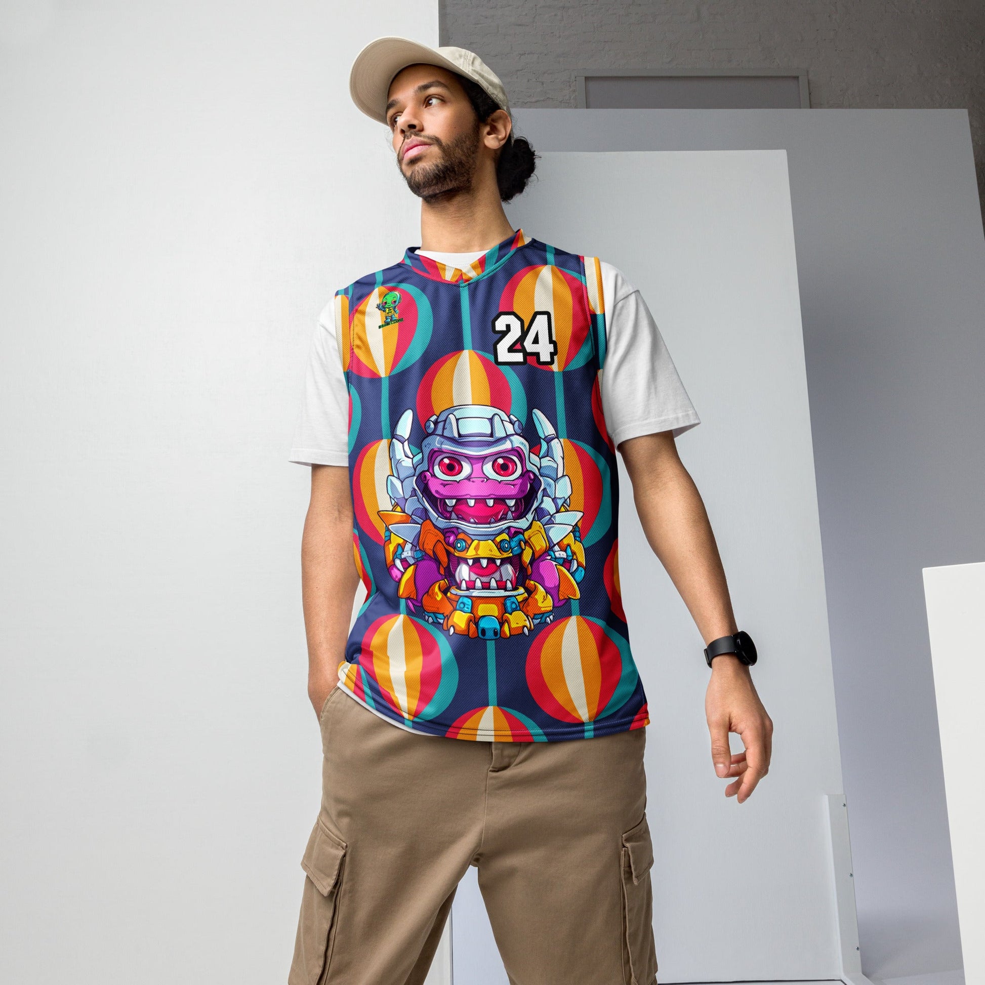 Cyber Critter - Recycled unisex basketball jersey - Retro Carnival Colorway - BBairt