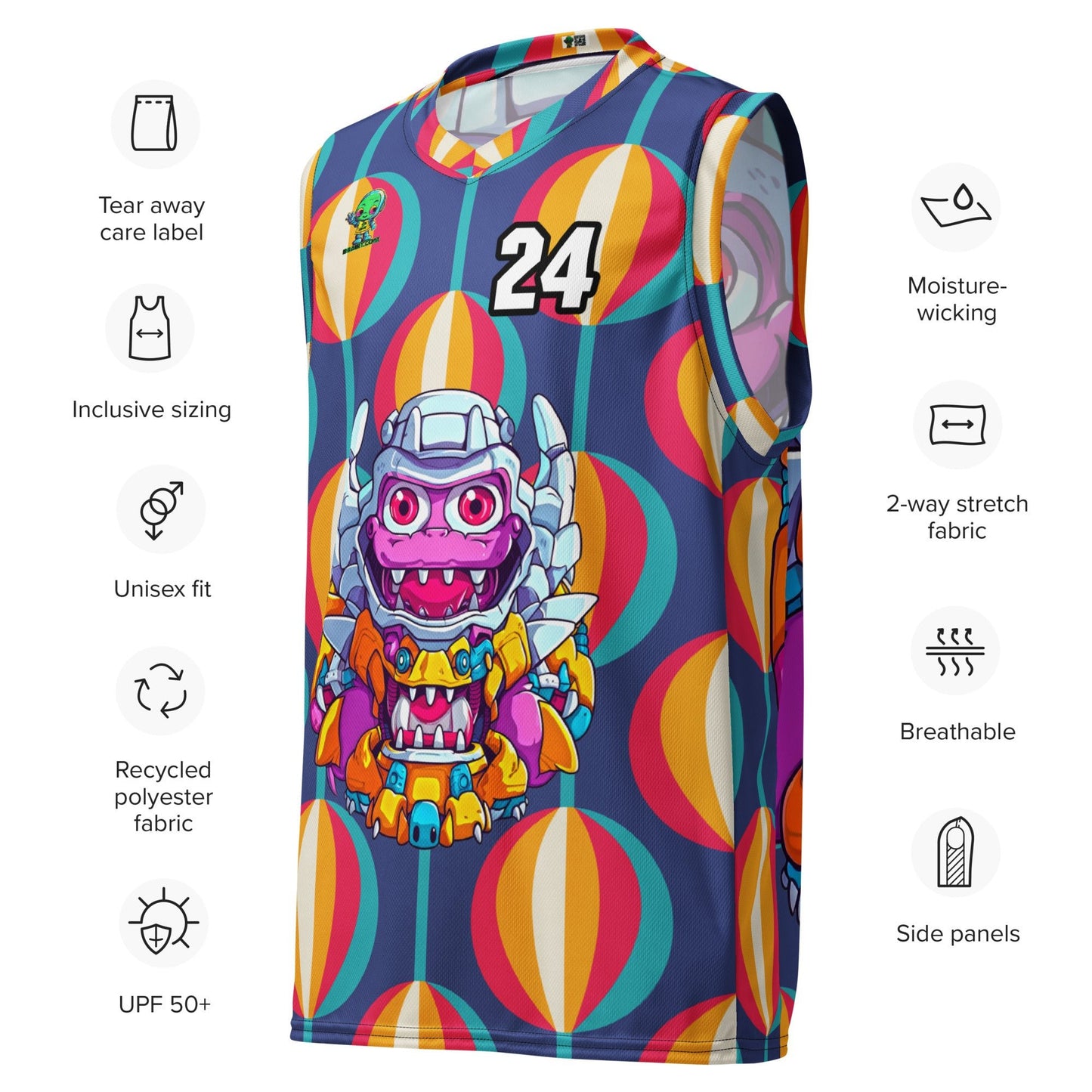 Cyber Critter - Recycled unisex basketball jersey - Retro Carnival Colorway - BBairt