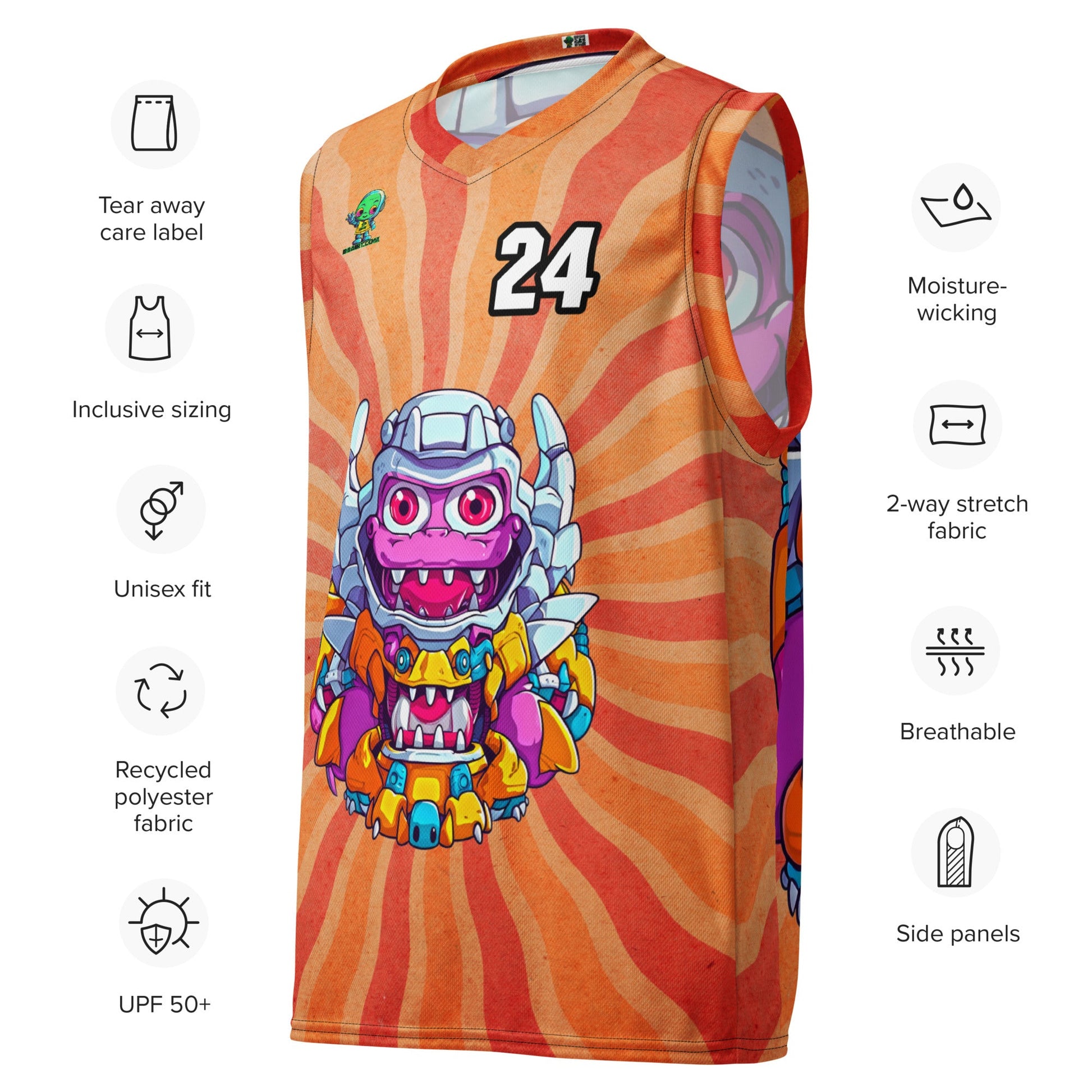 Cyber Critter - Recycled unisex basketball jersey - Solar Flare Colorway - BBairt