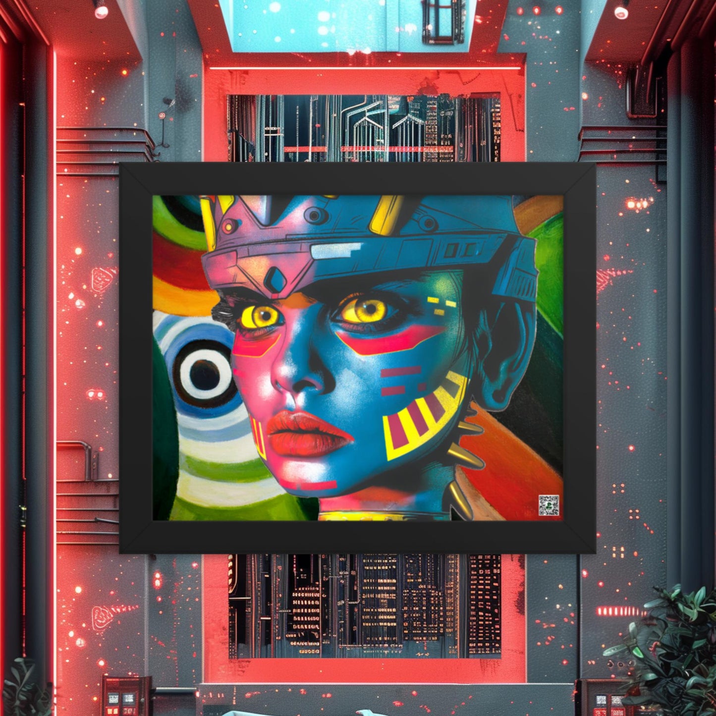 Cyber Empress - Framed photo paper poster - Abstract Spectrum Colorway - BBairt