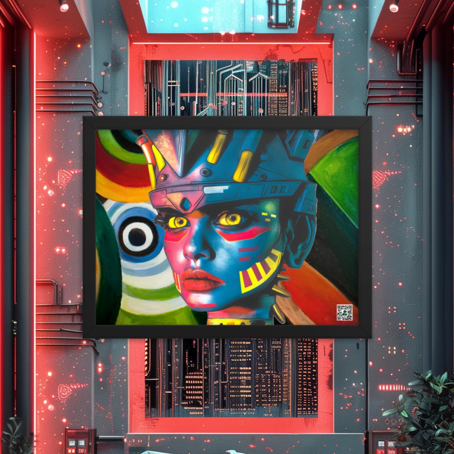 Cyber Empress - Framed photo paper poster - Abstract Spectrum Colorway - BBairt