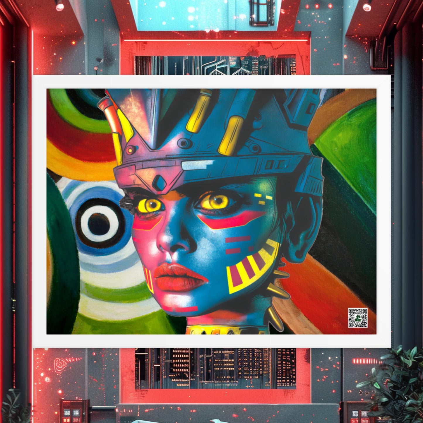 Cyber Empress - Framed photo paper poster - Abstract Spectrum Colorway - BBairt