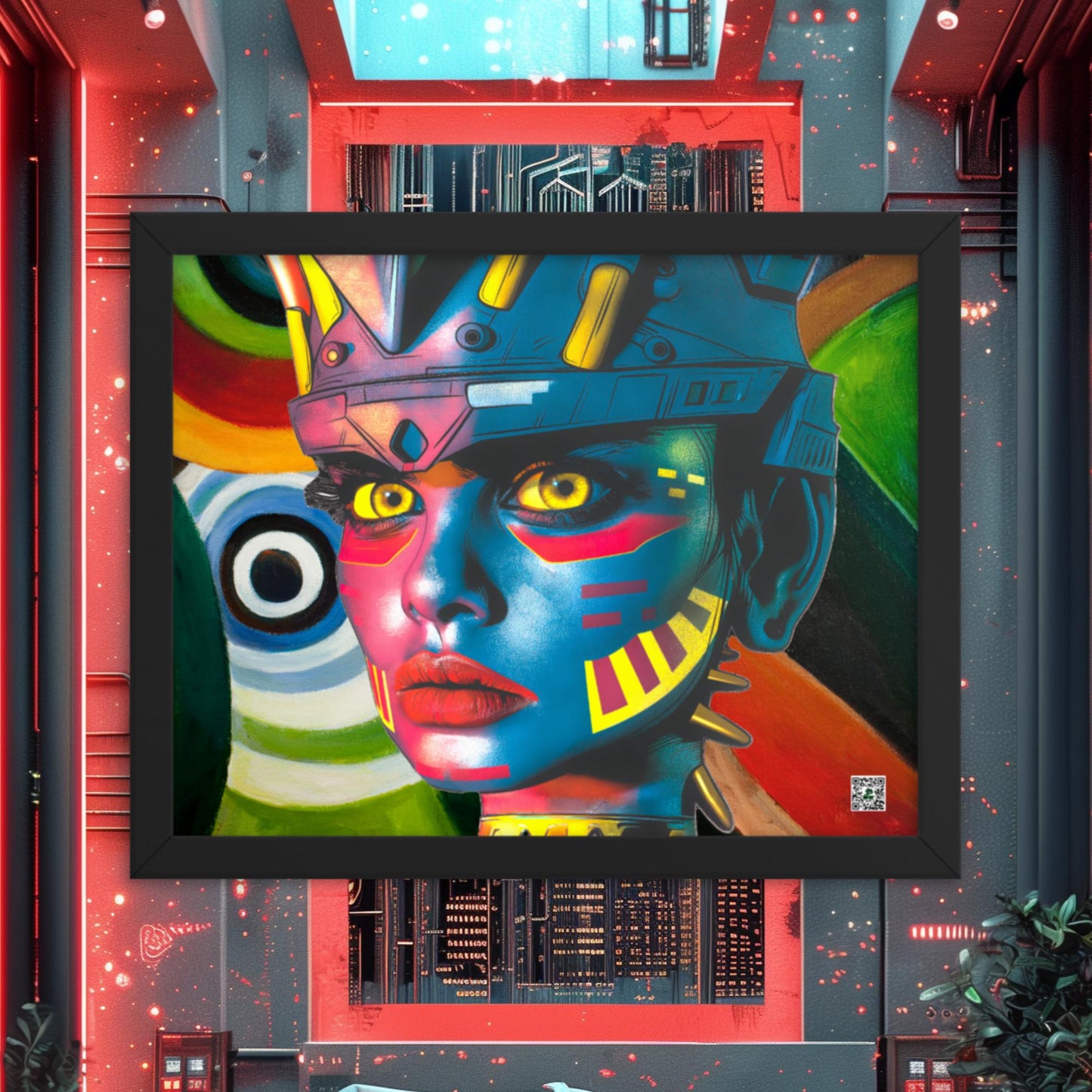 Cyber Empress - Framed photo paper poster - Abstract Spectrum Colorway - BBairt