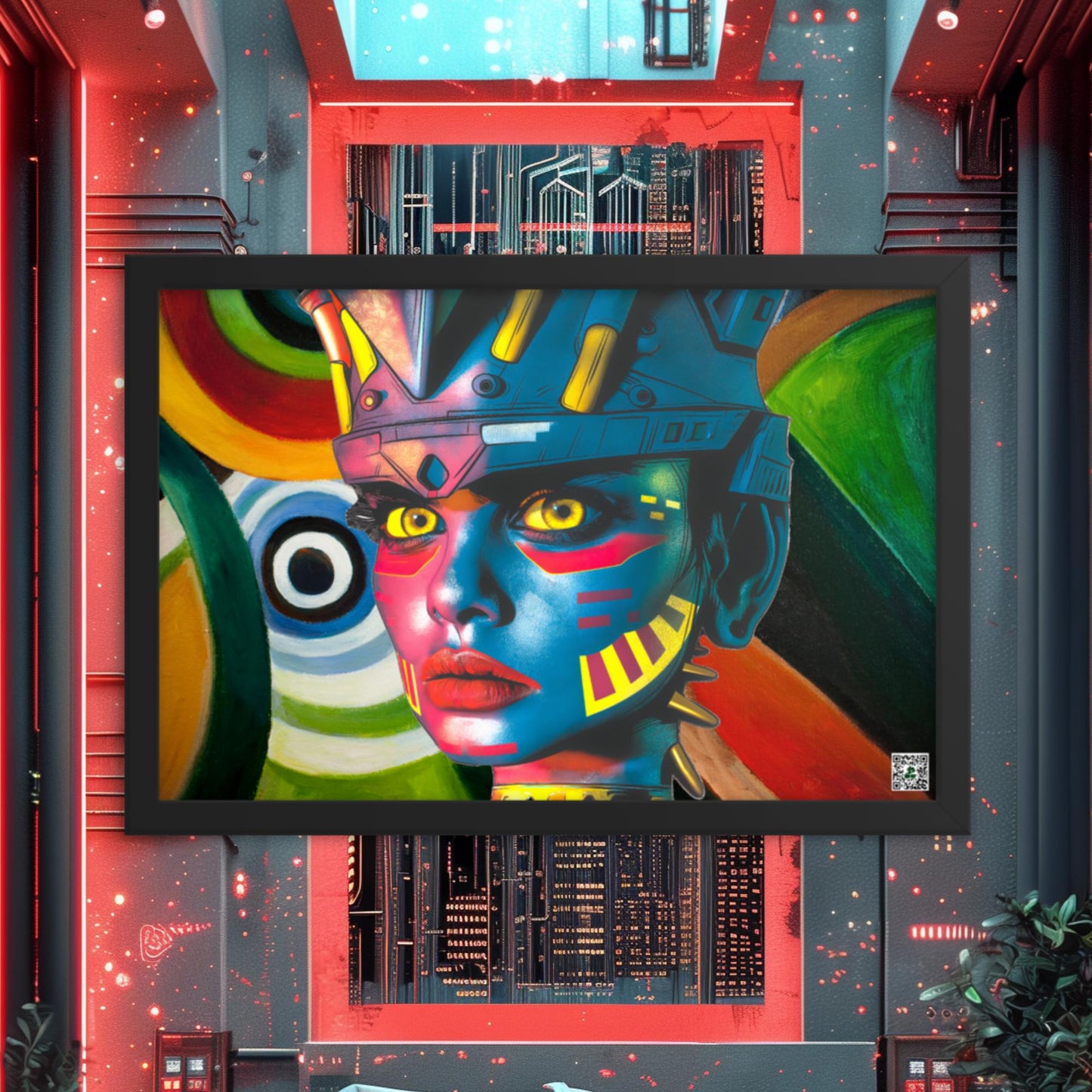 Cyber Empress - Framed photo paper poster - Abstract Spectrum Colorway - BBairt