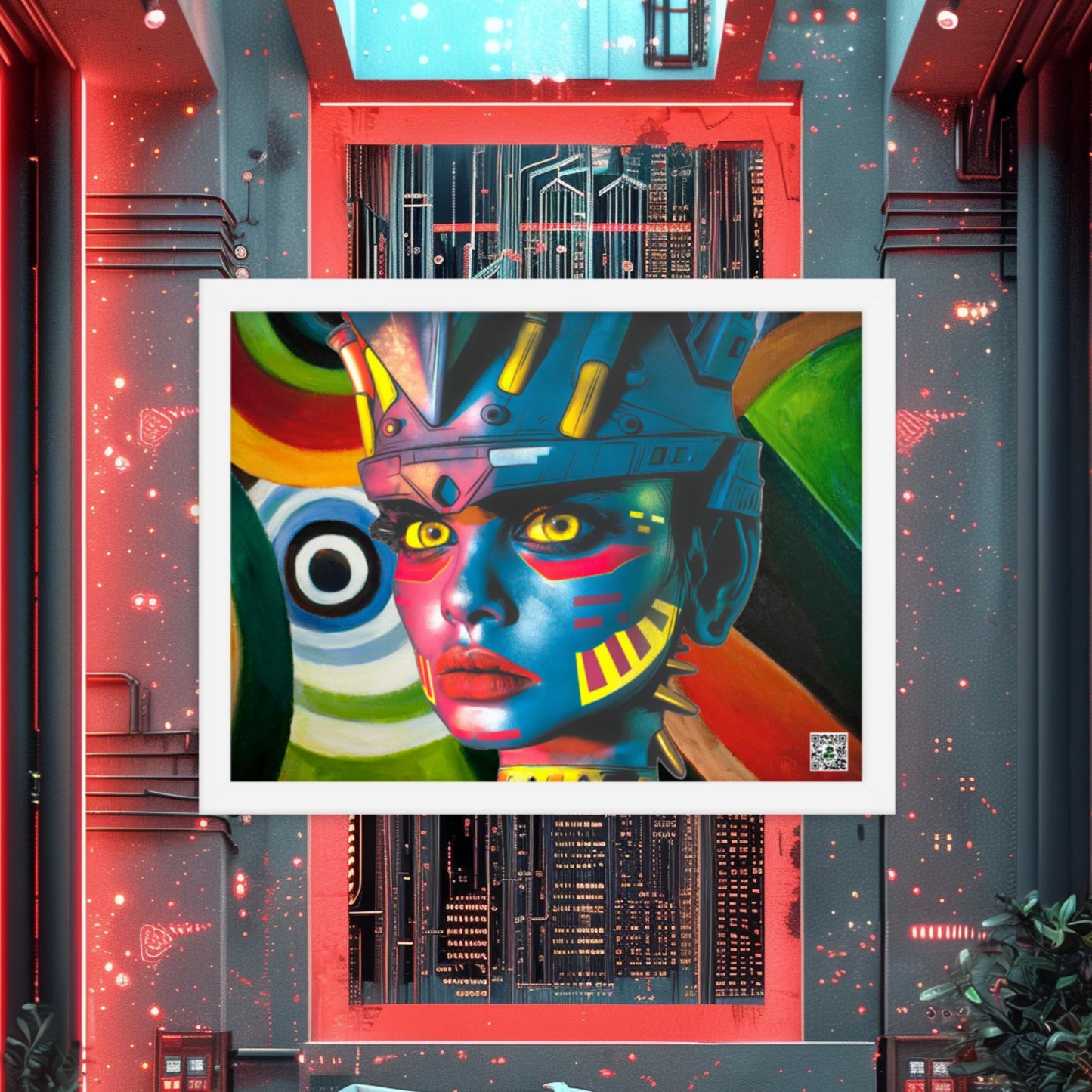 Cyber Empress - Framed photo paper poster - Abstract Spectrum Colorway - BBairt