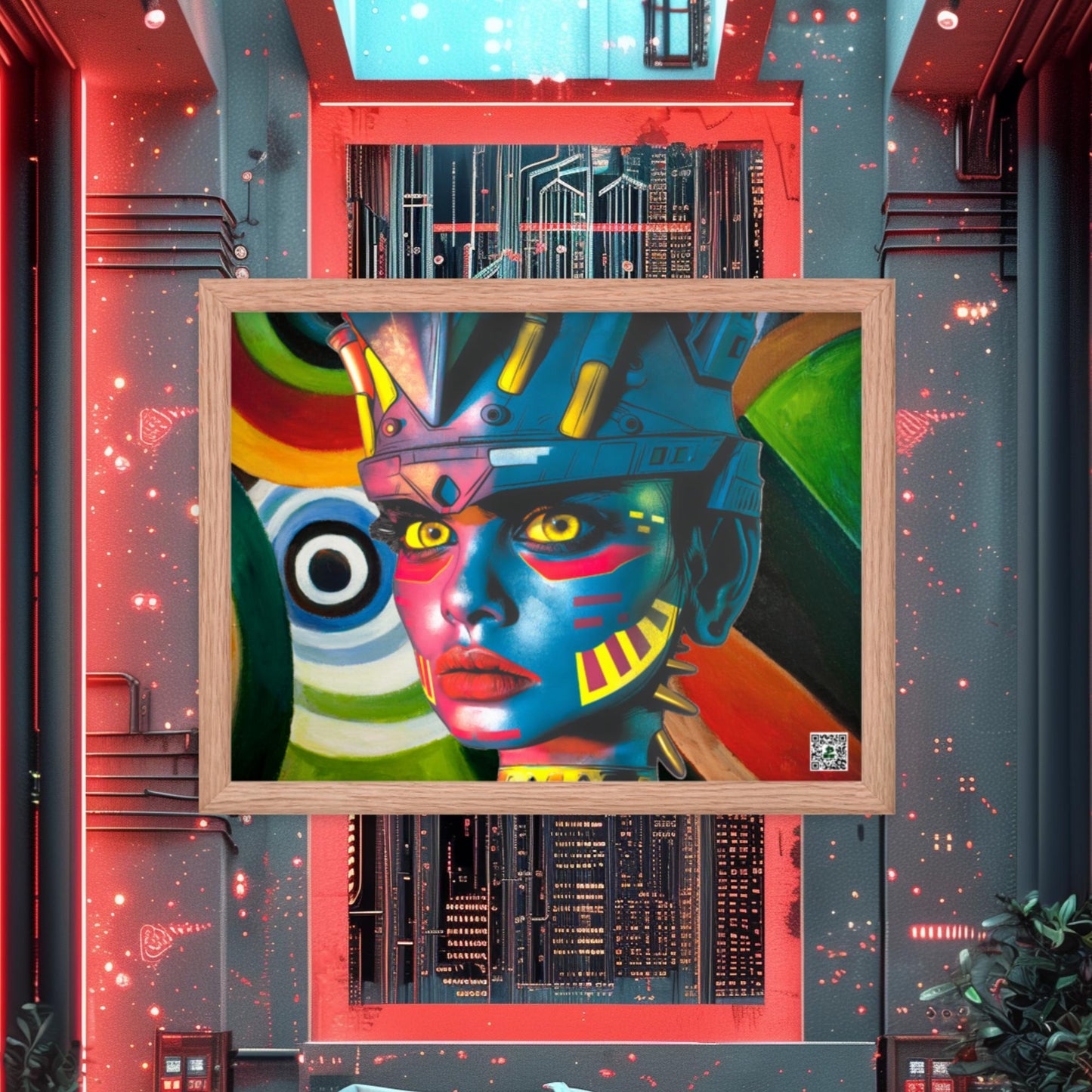 Cyber Empress - Framed photo paper poster - Abstract Spectrum Colorway - BBairt