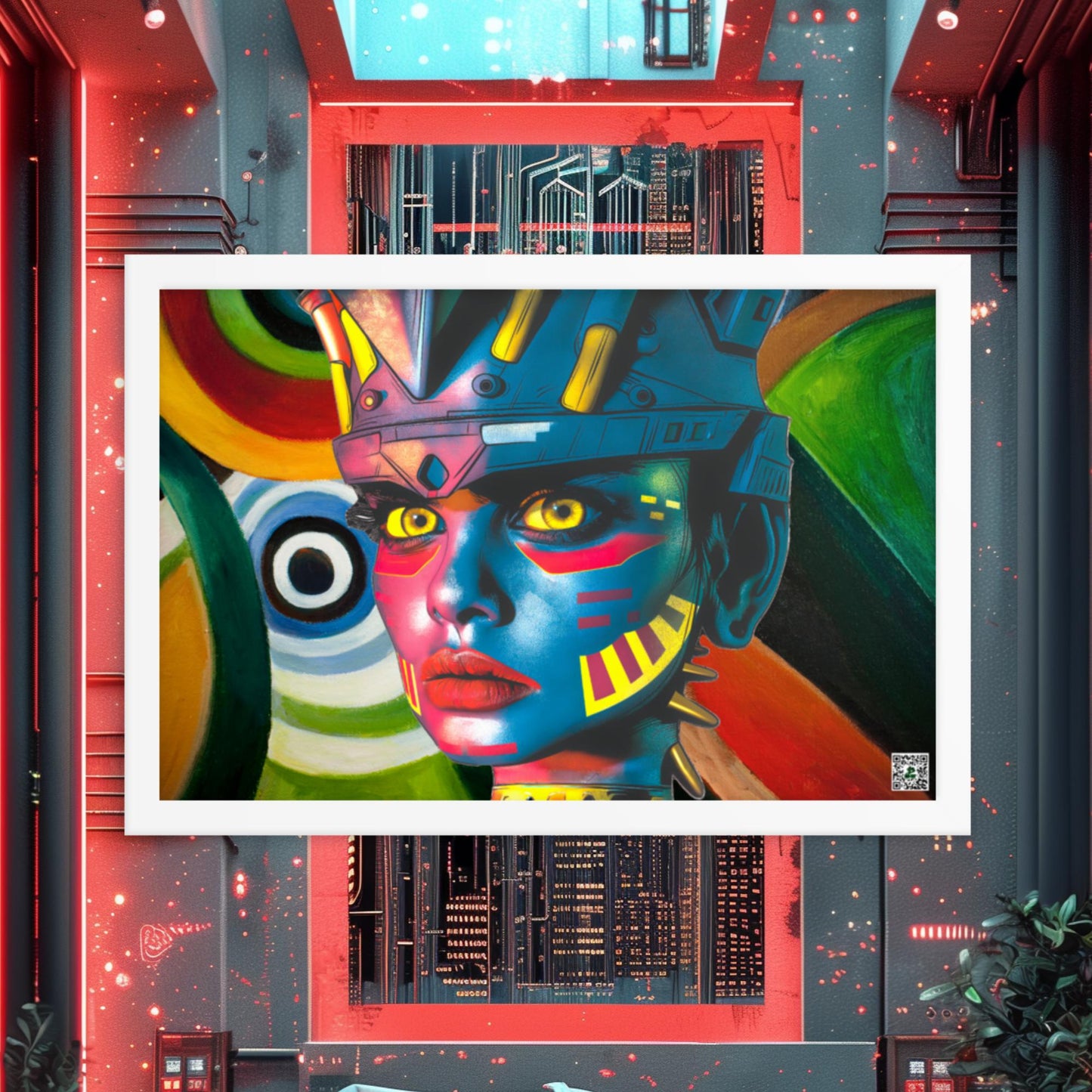 Cyber Empress - Framed photo paper poster - Abstract Spectrum Colorway - BBairt