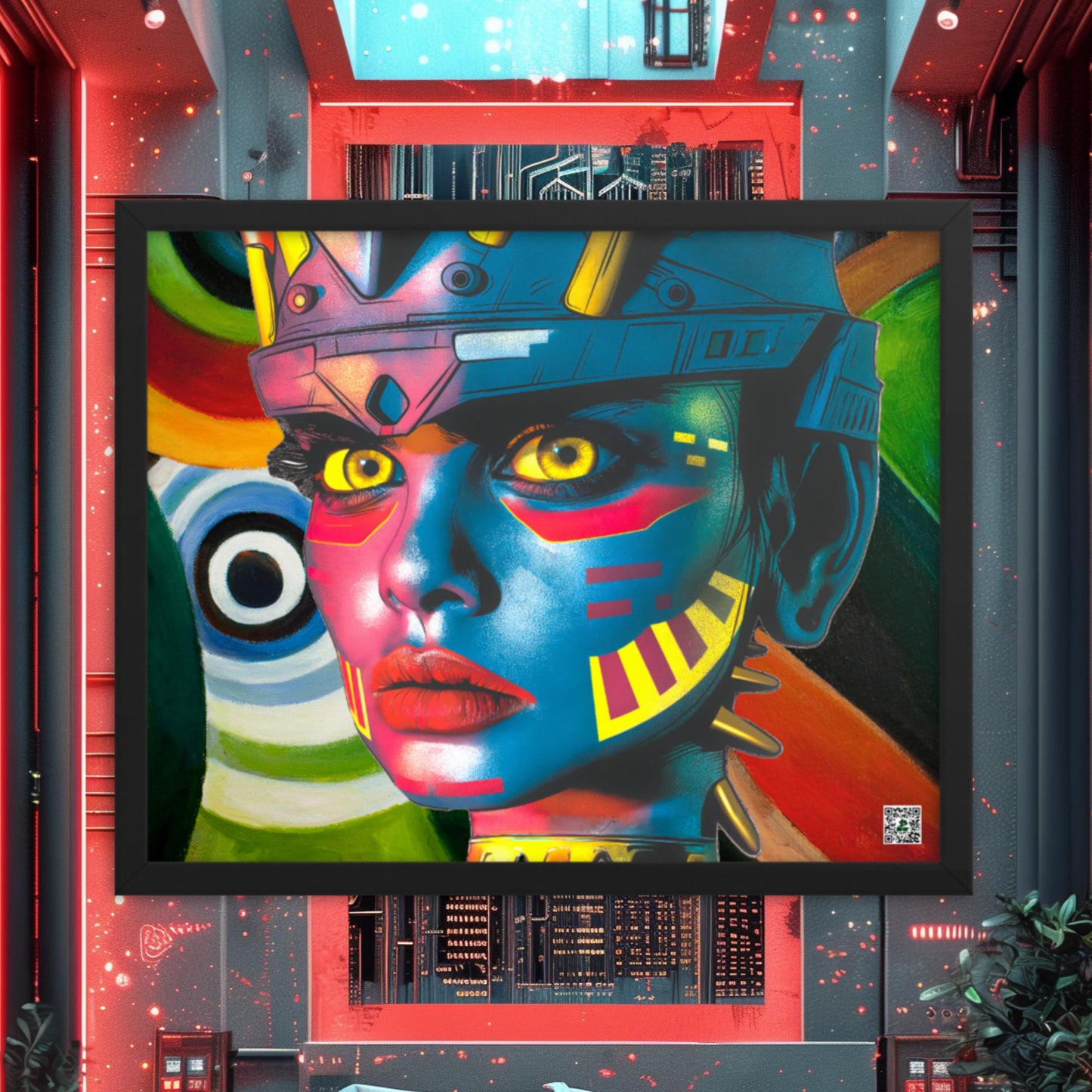 Cyber Empress - Framed photo paper poster - Abstract Spectrum Colorway - BBairt
