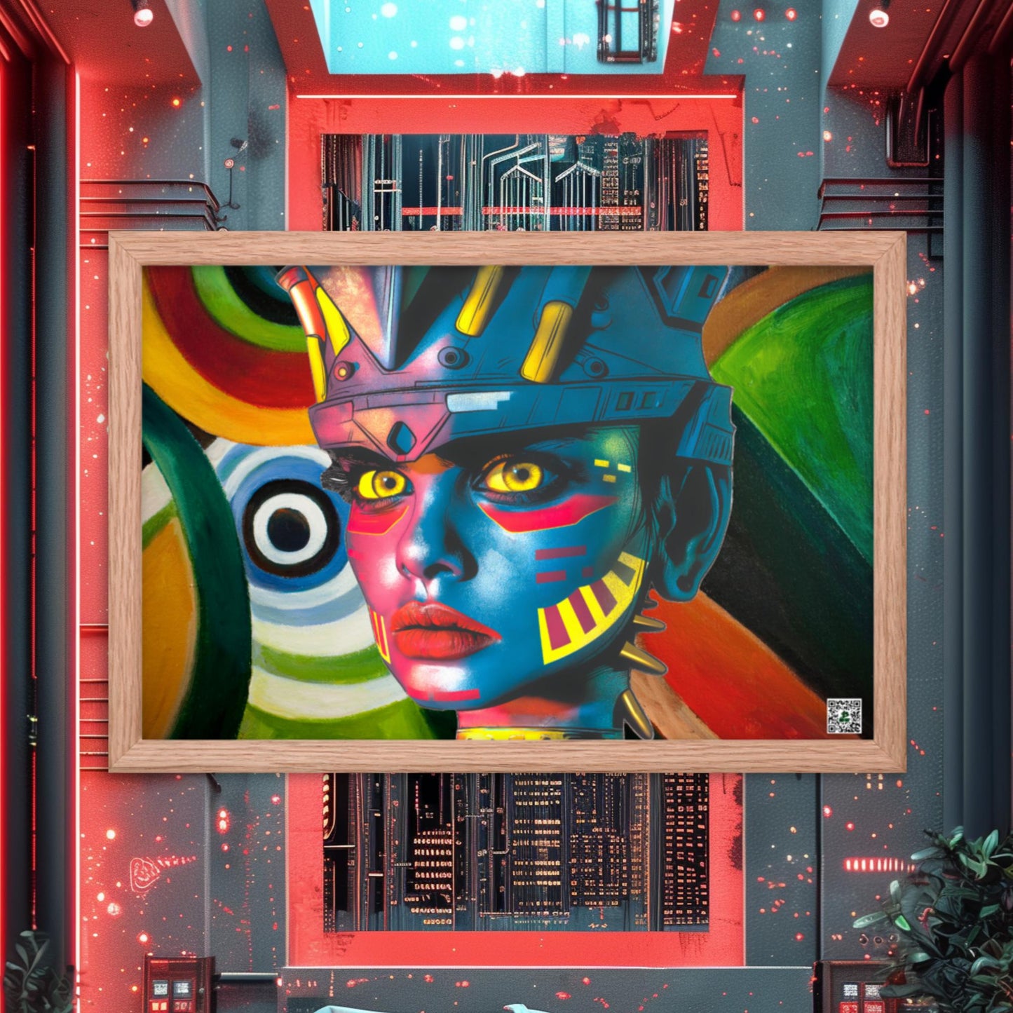 Cyber Empress - Framed photo paper poster - Abstract Spectrum Colorway - BBairt