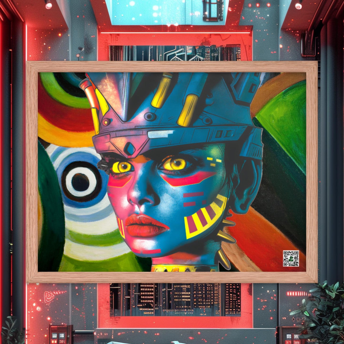 Cyber Empress - Framed photo paper poster - Abstract Spectrum Colorway - BBairt