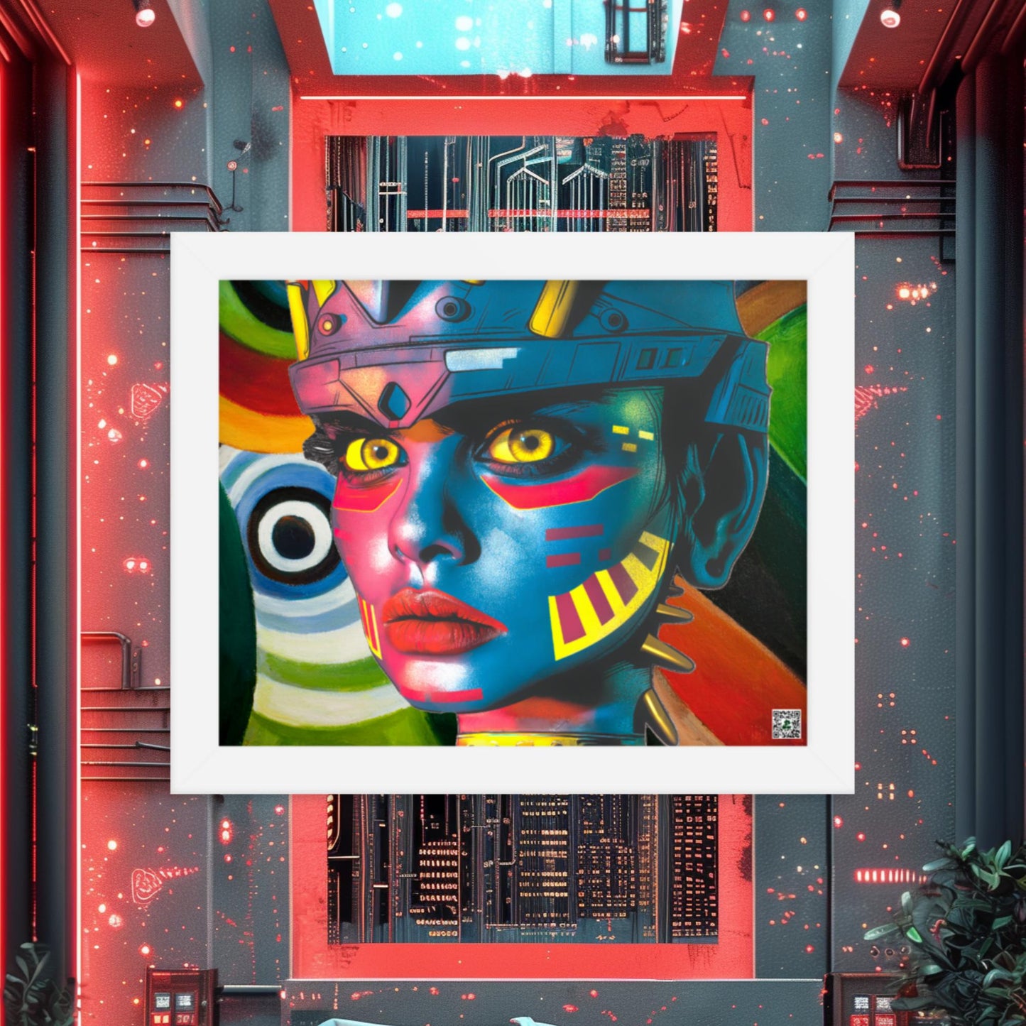 Cyber Empress - Framed photo paper poster - Abstract Spectrum Colorway - BBairt