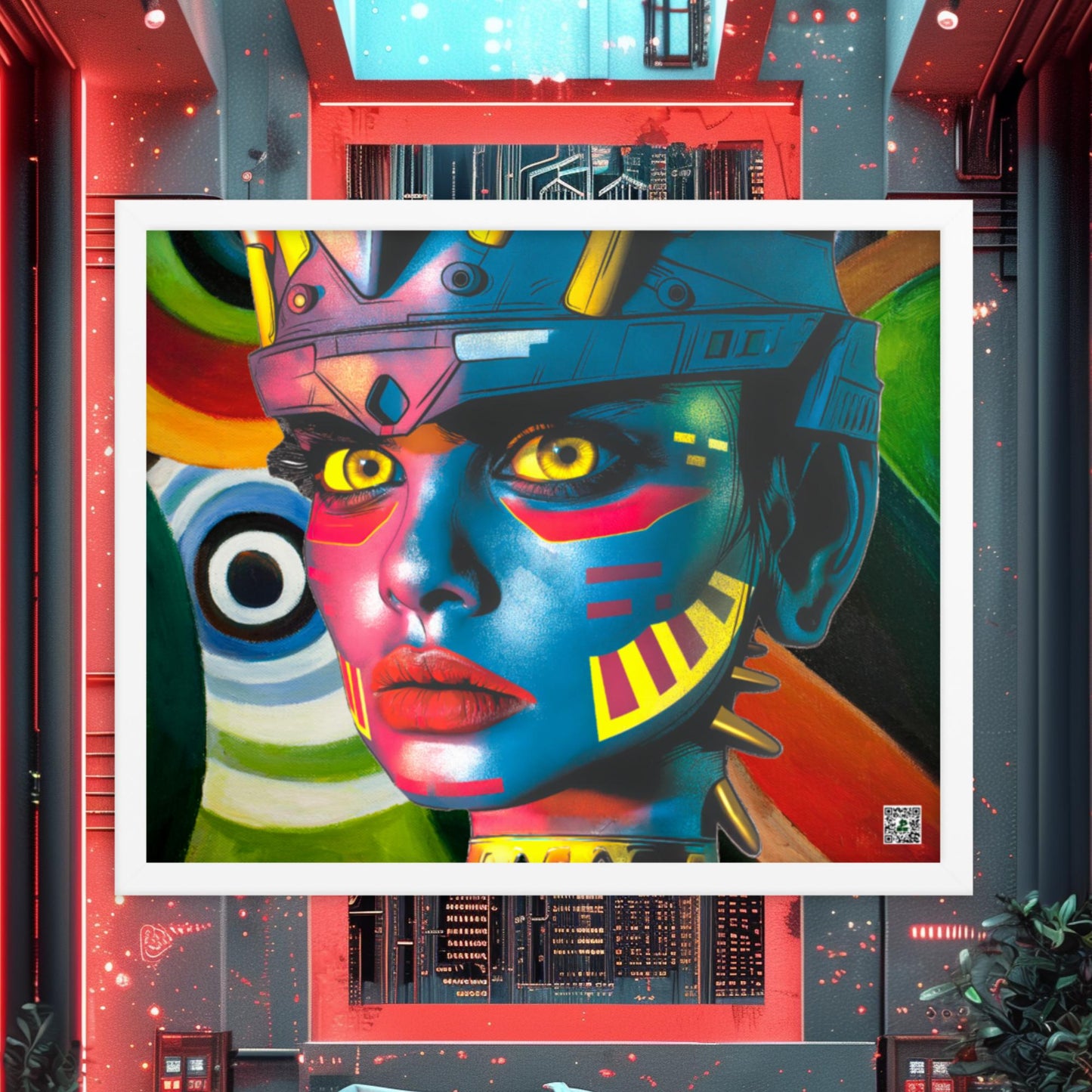 Cyber Empress - Framed photo paper poster - Abstract Spectrum Colorway - BBairt