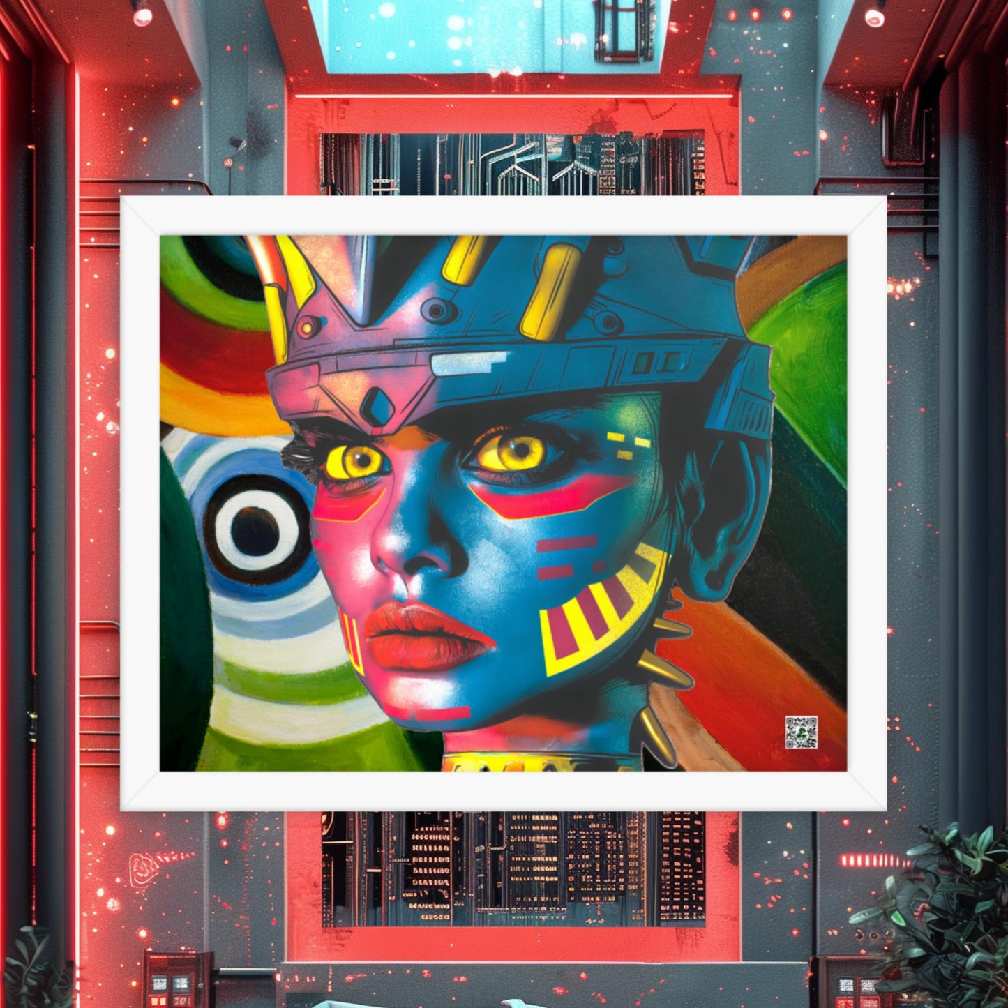 Cyber Empress - Framed photo paper poster - Abstract Spectrum Colorway - BBairt