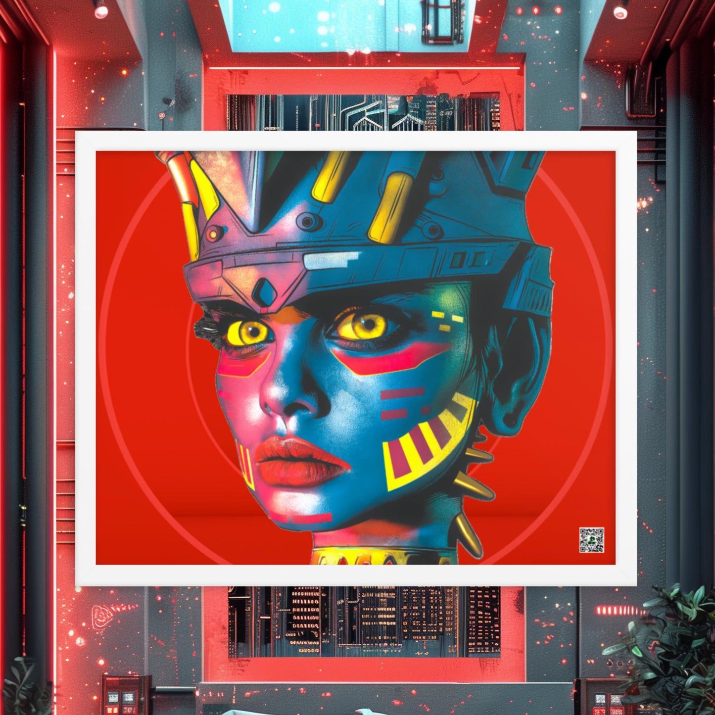 Cyber Empress - Framed photo paper poster - Crimson Vortex Colorway - BBairt
