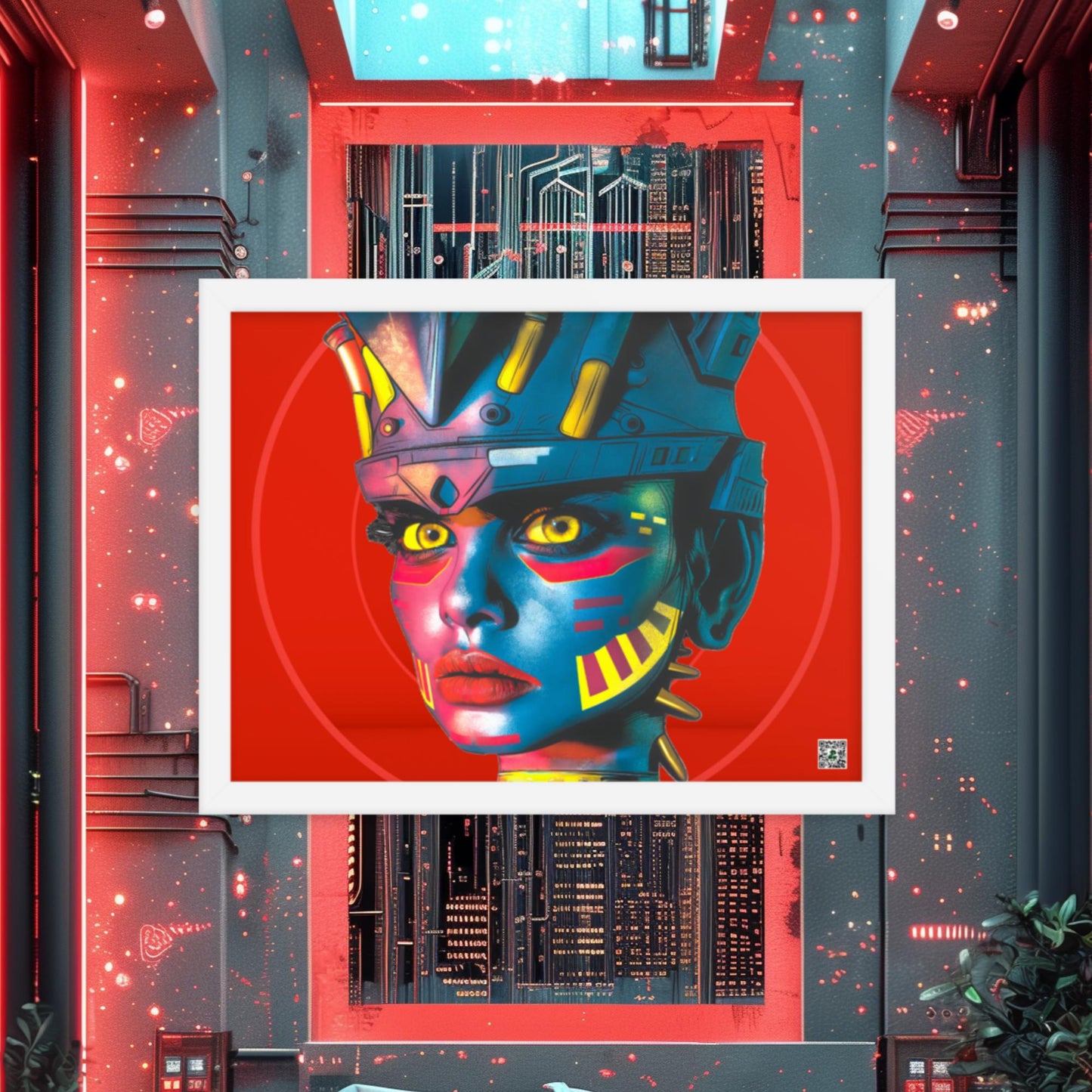 Cyber Empress - Framed photo paper poster - Crimson Vortex Colorway - BBairt