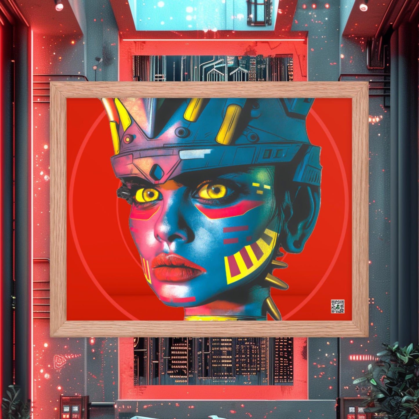 Cyber Empress - Framed photo paper poster - Crimson Vortex Colorway - BBairt