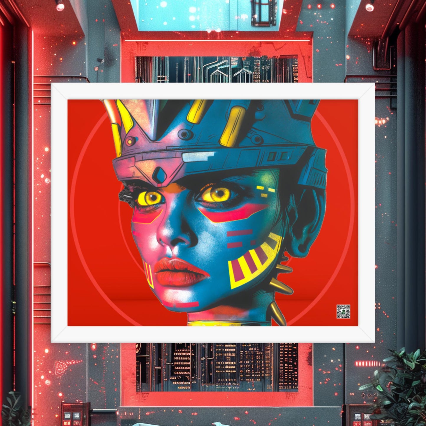 Cyber Empress - Framed photo paper poster - Crimson Vortex Colorway - BBairt
