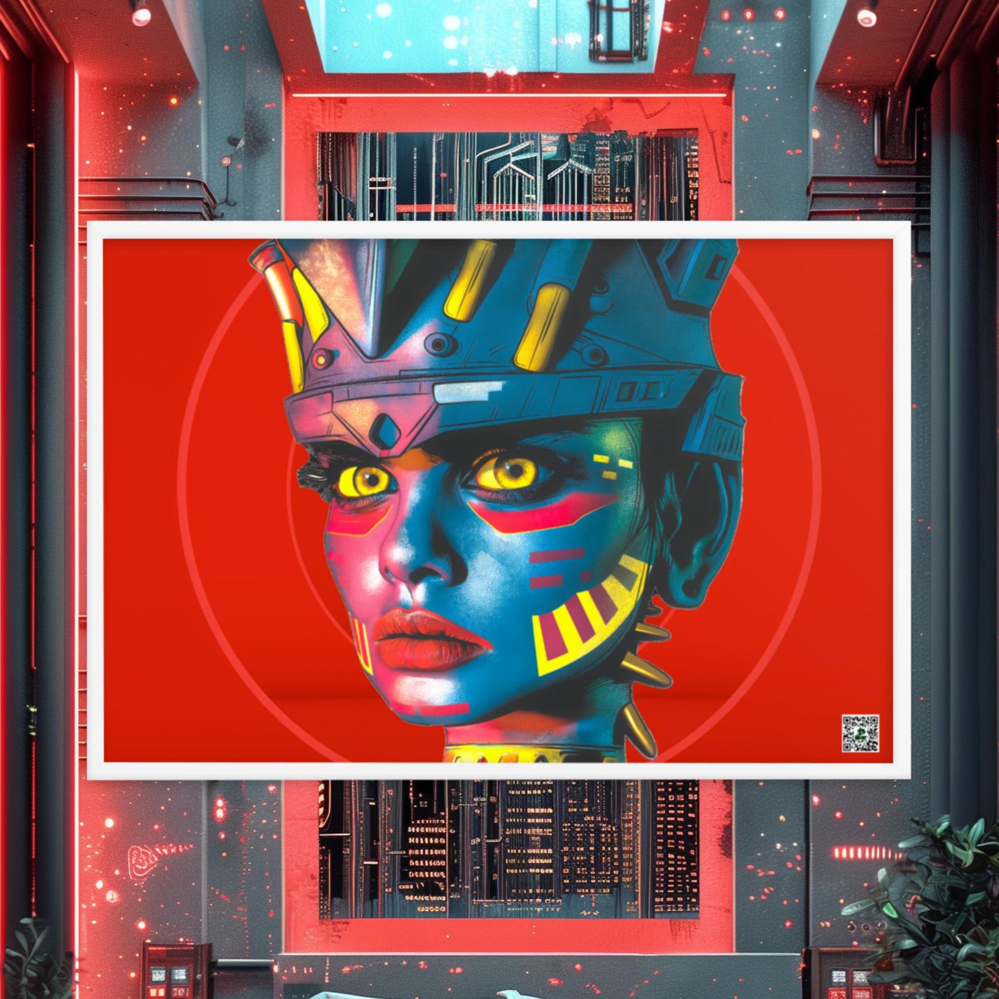 Cyber Empress - Framed photo paper poster - Crimson Vortex Colorway - BBairt