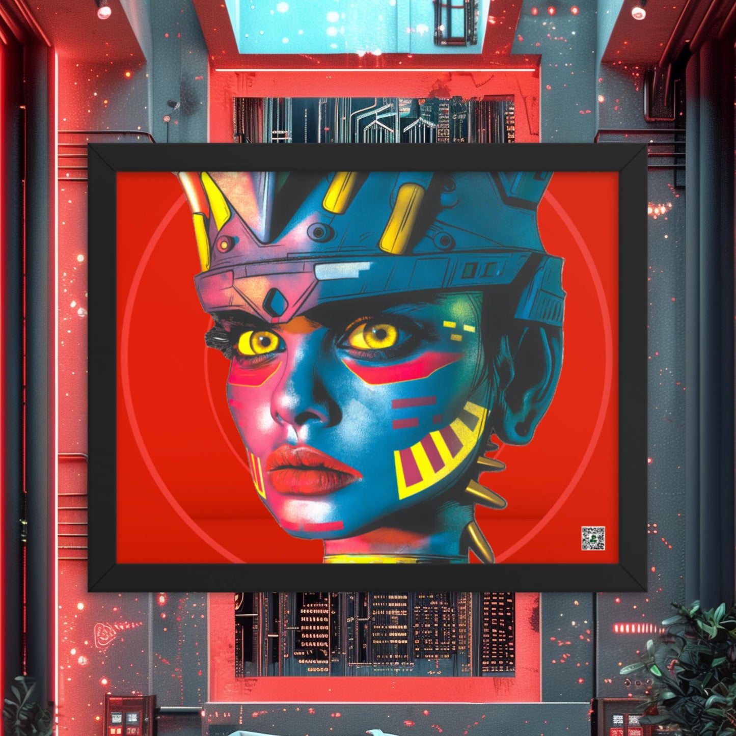 Cyber Empress - Framed photo paper poster - Crimson Vortex Colorway - BBairt