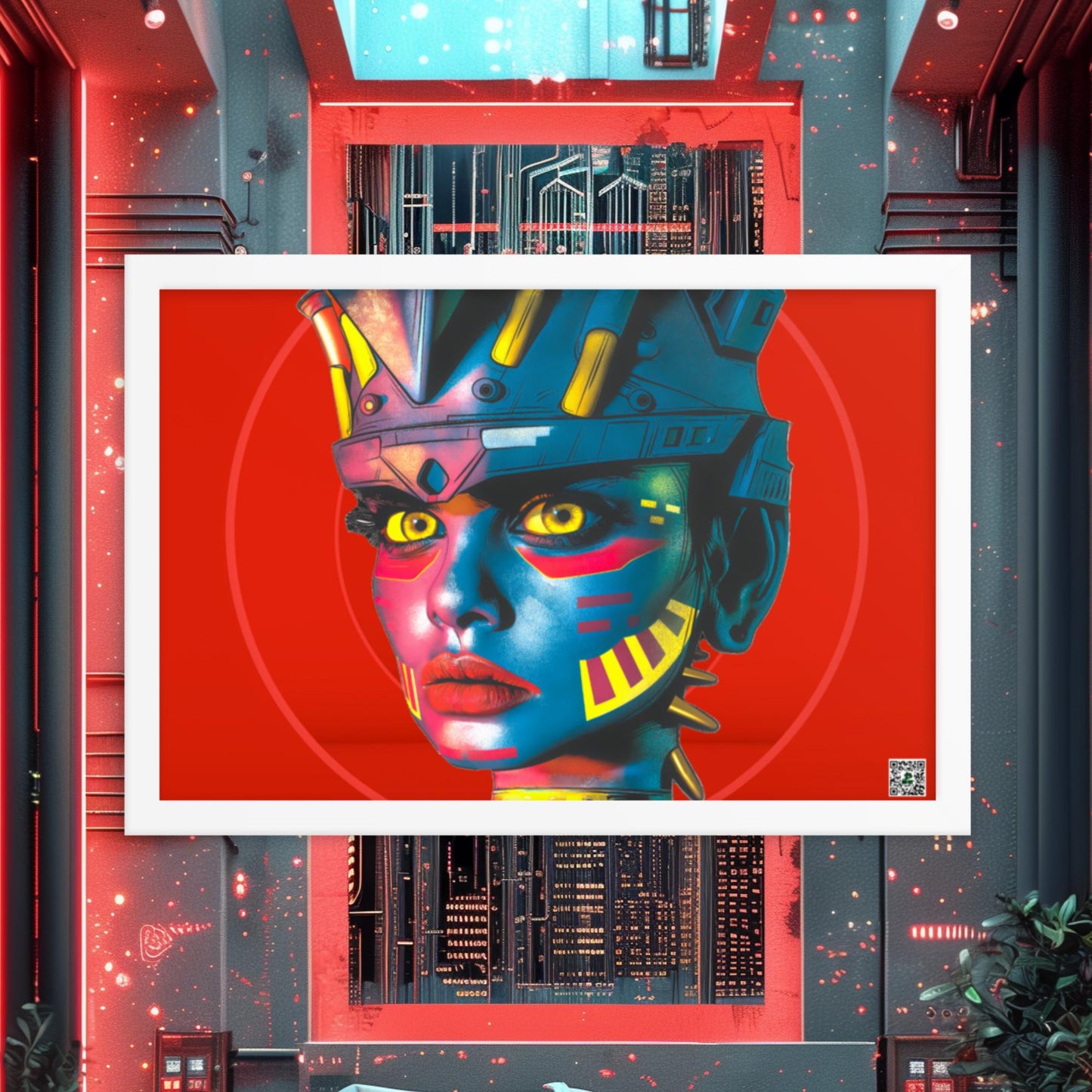 Cyber Empress - Framed photo paper poster - Crimson Vortex Colorway - BBairt