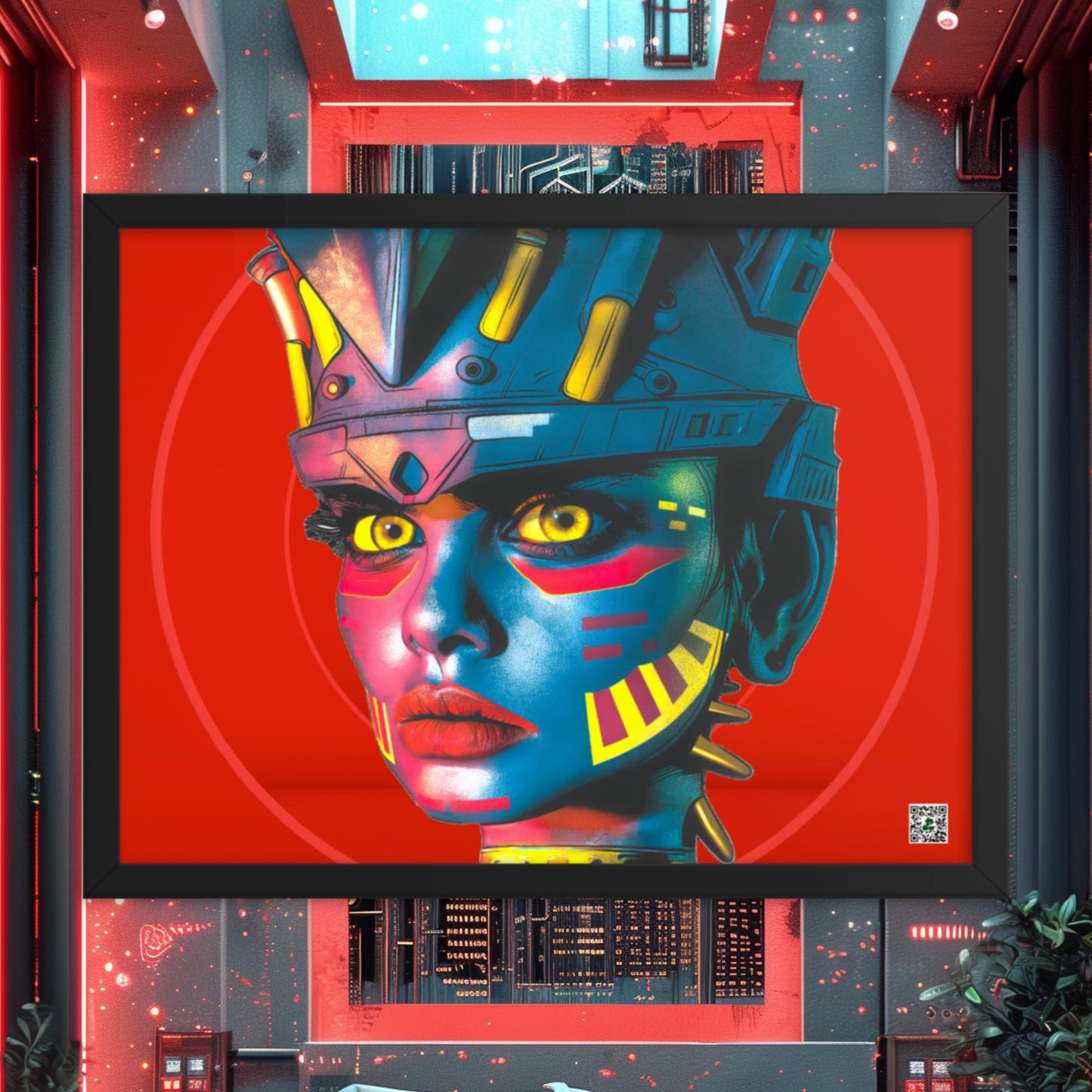 Cyber Empress - Framed photo paper poster - Crimson Vortex Colorway - BBairt