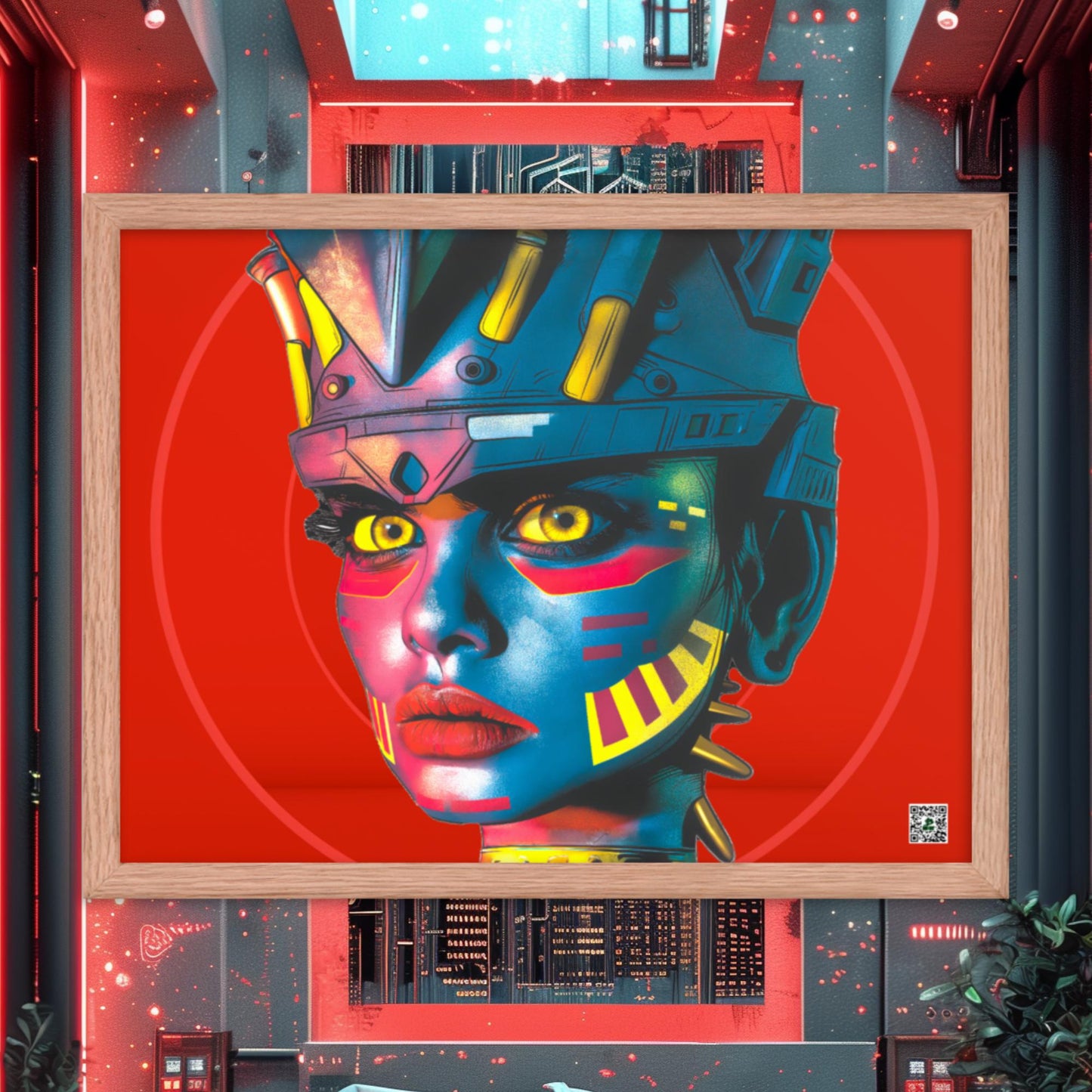 Cyber Empress - Framed photo paper poster - Crimson Vortex Colorway - BBairt