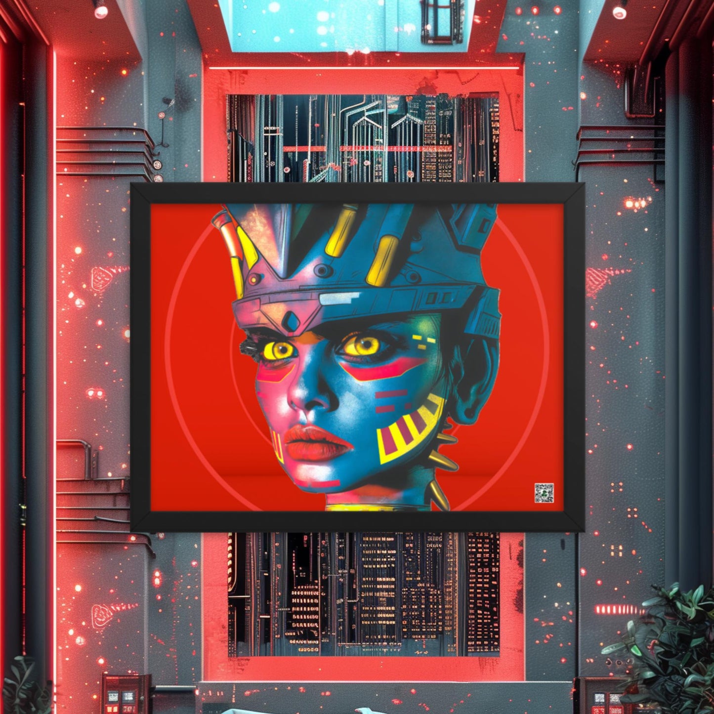 Cyber Empress - Framed photo paper poster - Crimson Vortex Colorway - BBairt